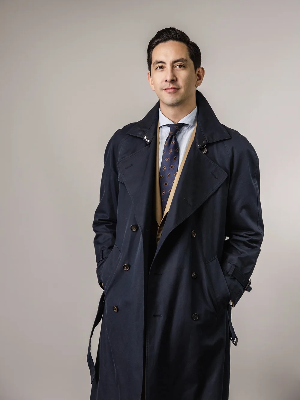 Double Breasted Trench Coat Navy — Principle M