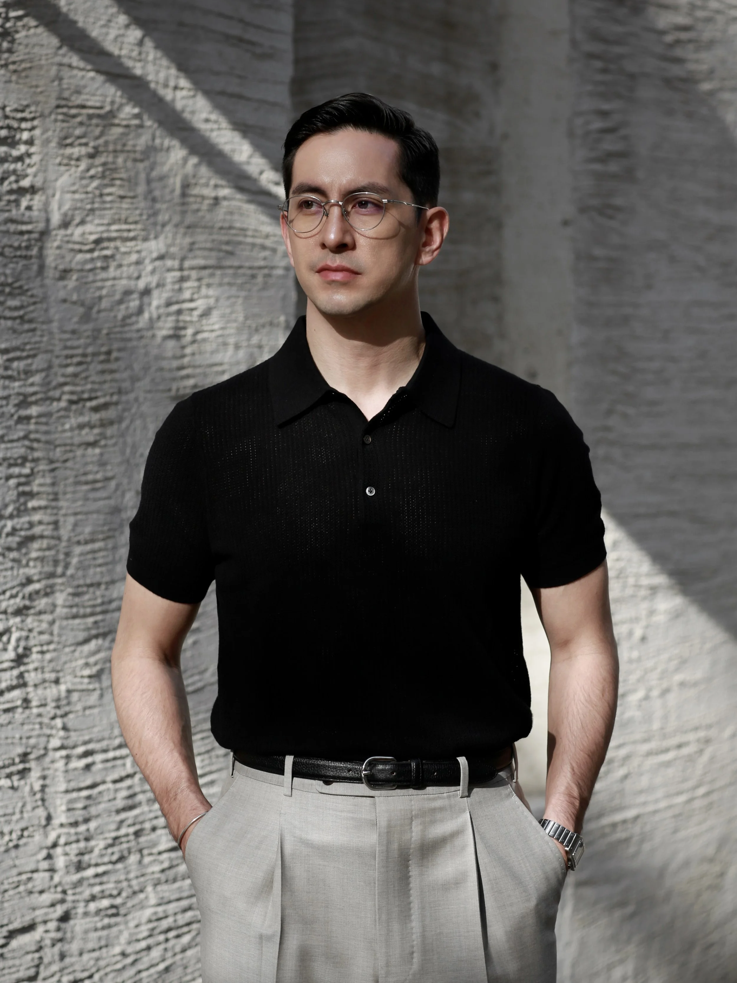 Black Crochet Polo