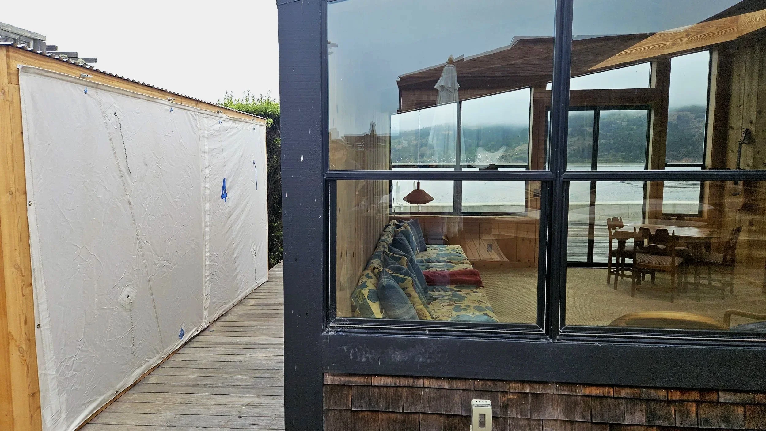 Custom sailcloth surf shed cover zip panels