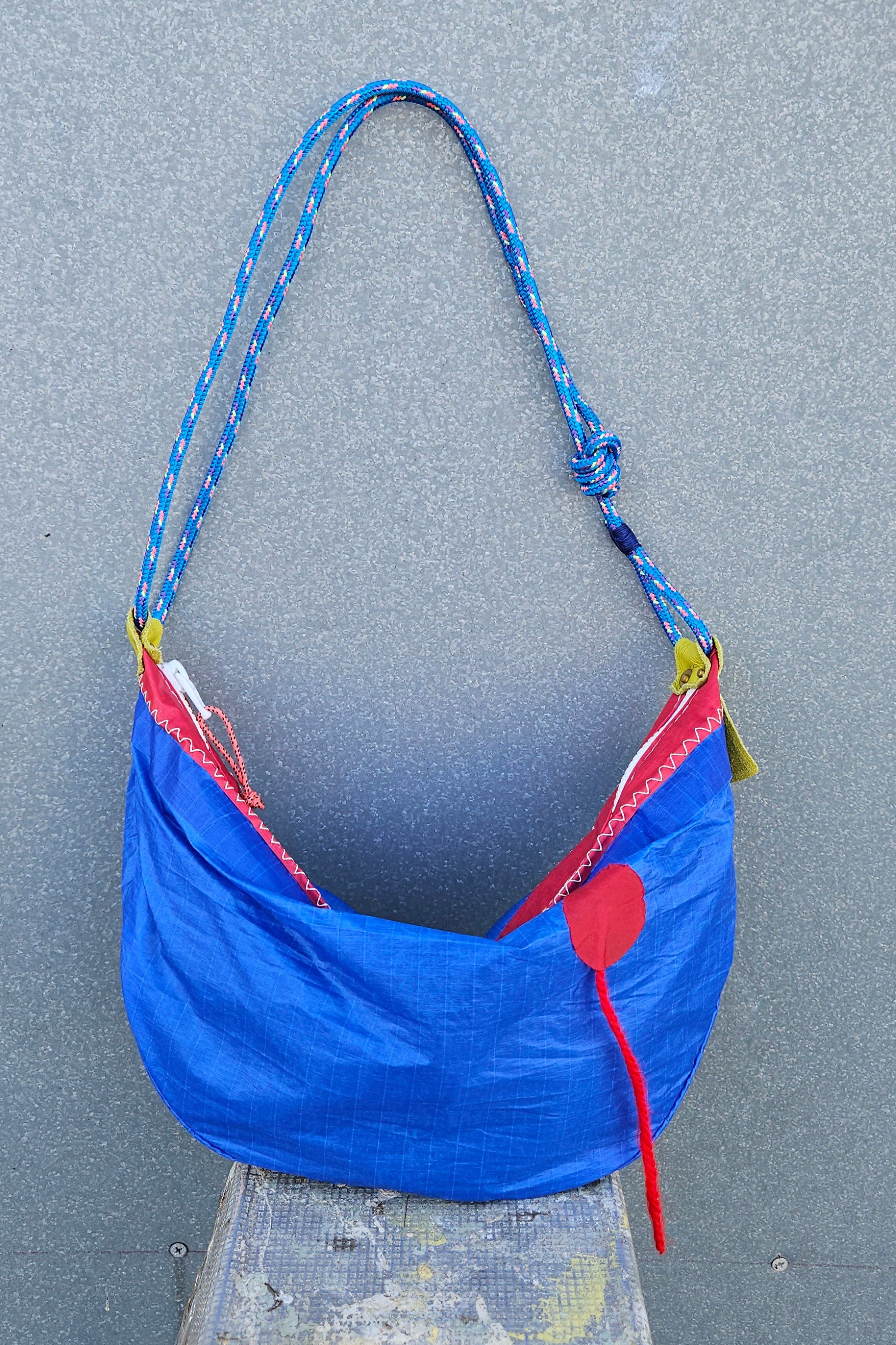 colorful upcycled spinnakers sail sling bag