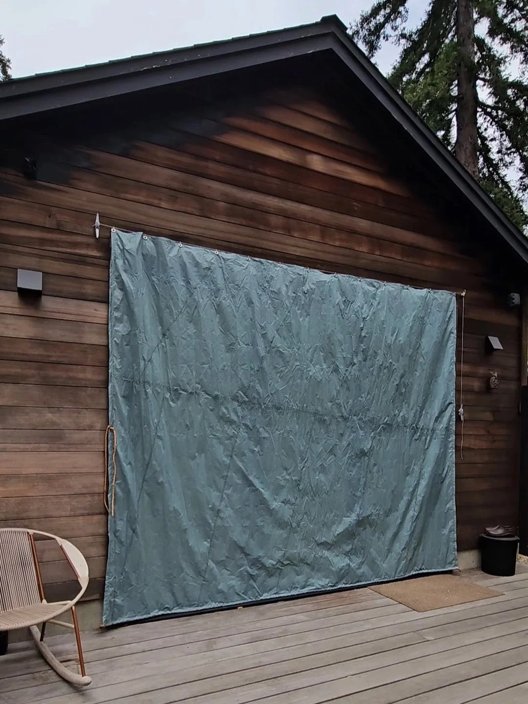 Spinnaker sail privacy curtain.