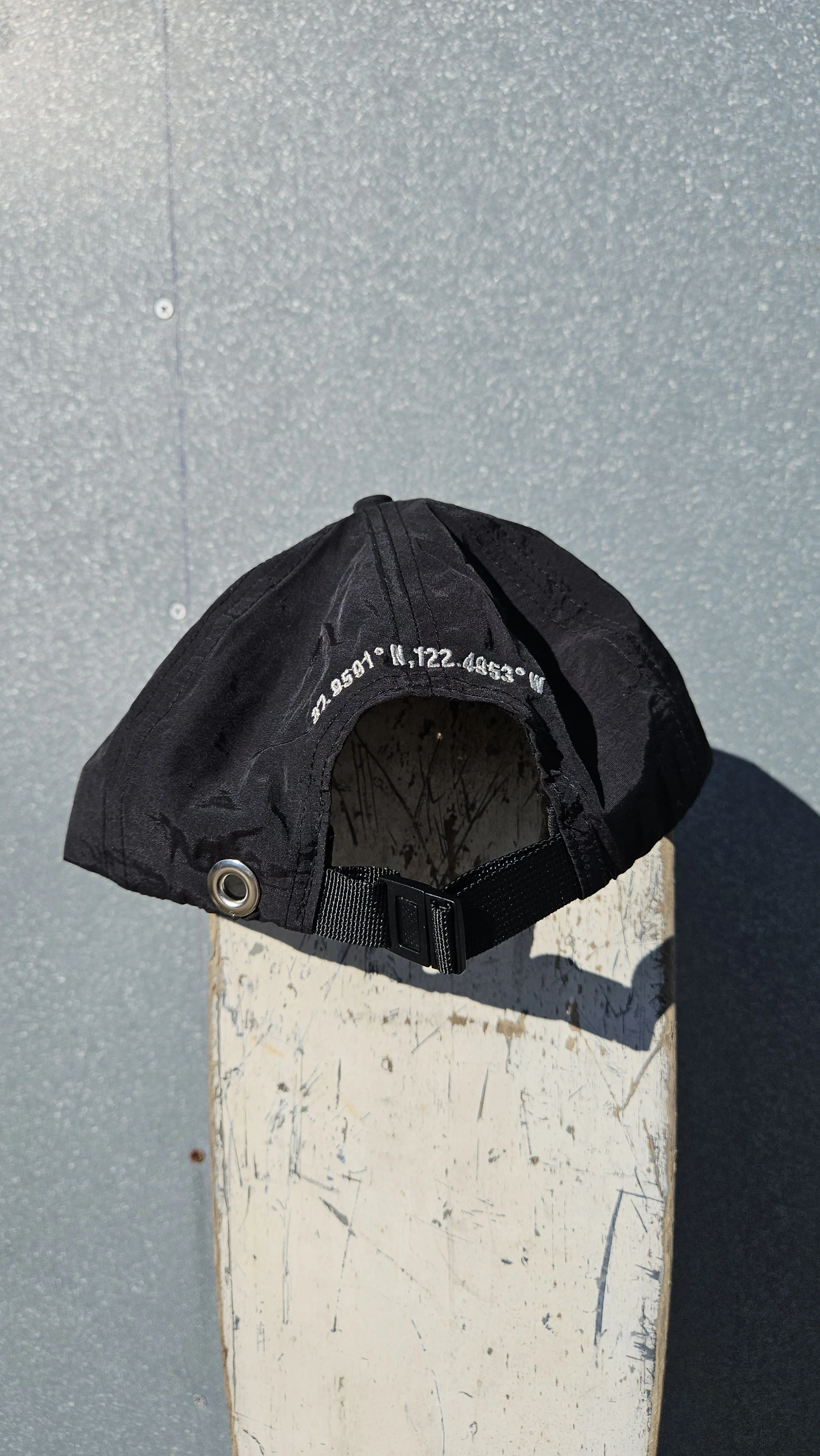 black nylon coordinates hat