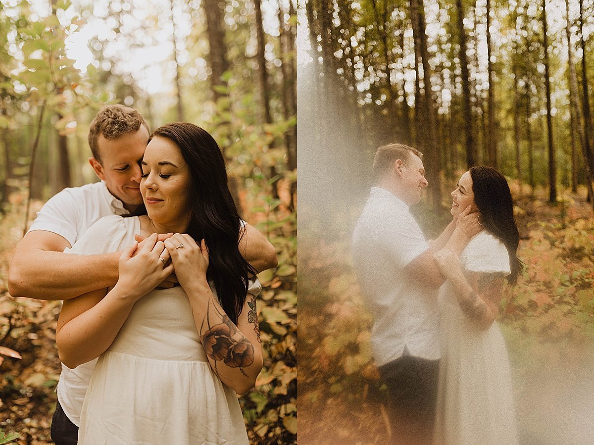  Couple playfully hugs in engagement shoot by outdoor alaska wedding photographer Theresa McDonald 