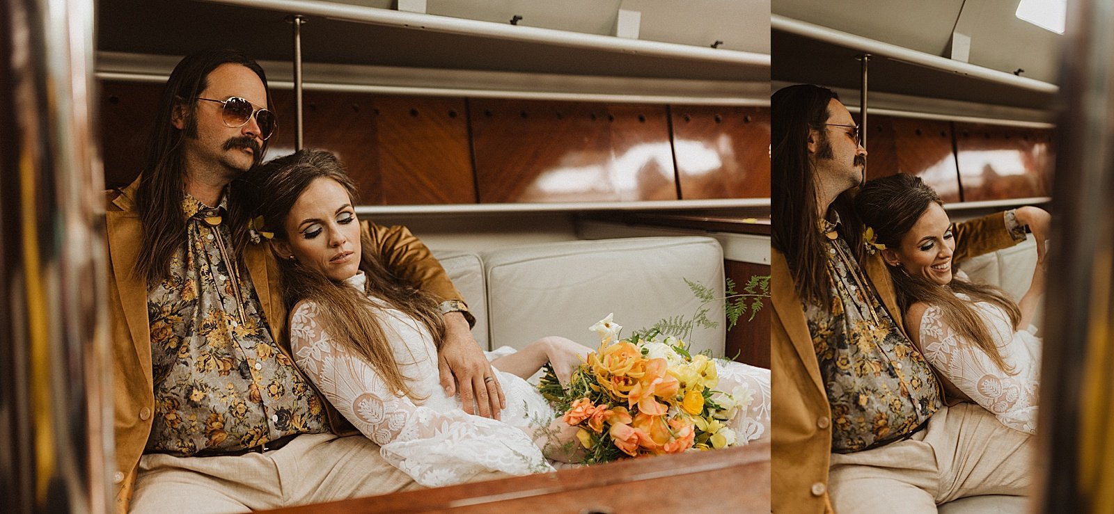  Bride and groom curled up on a boat together by Alaska wedding photographer Theresa McDonald 