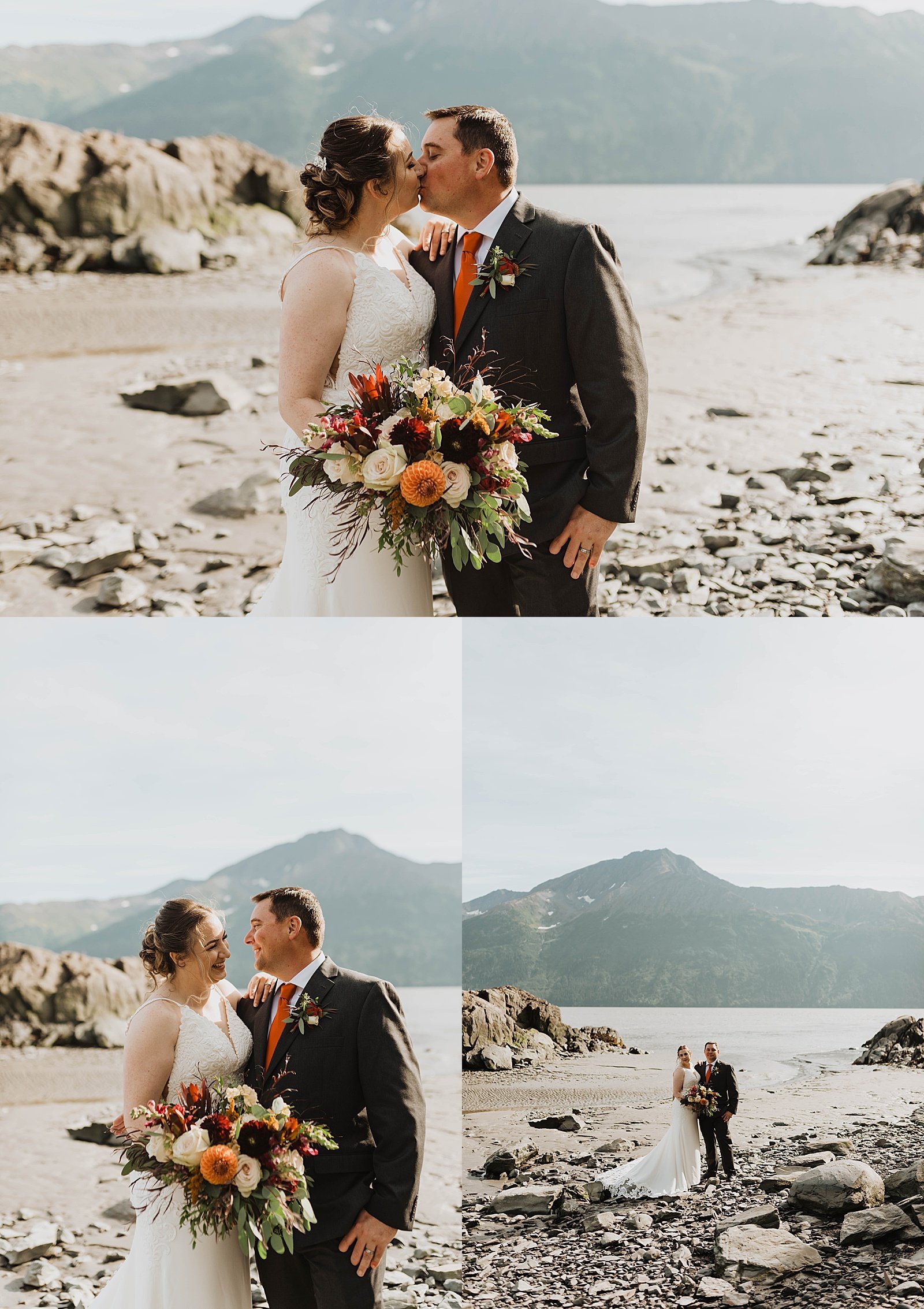  Newlyweds share a kiss at Girdwood intimate family elopement 