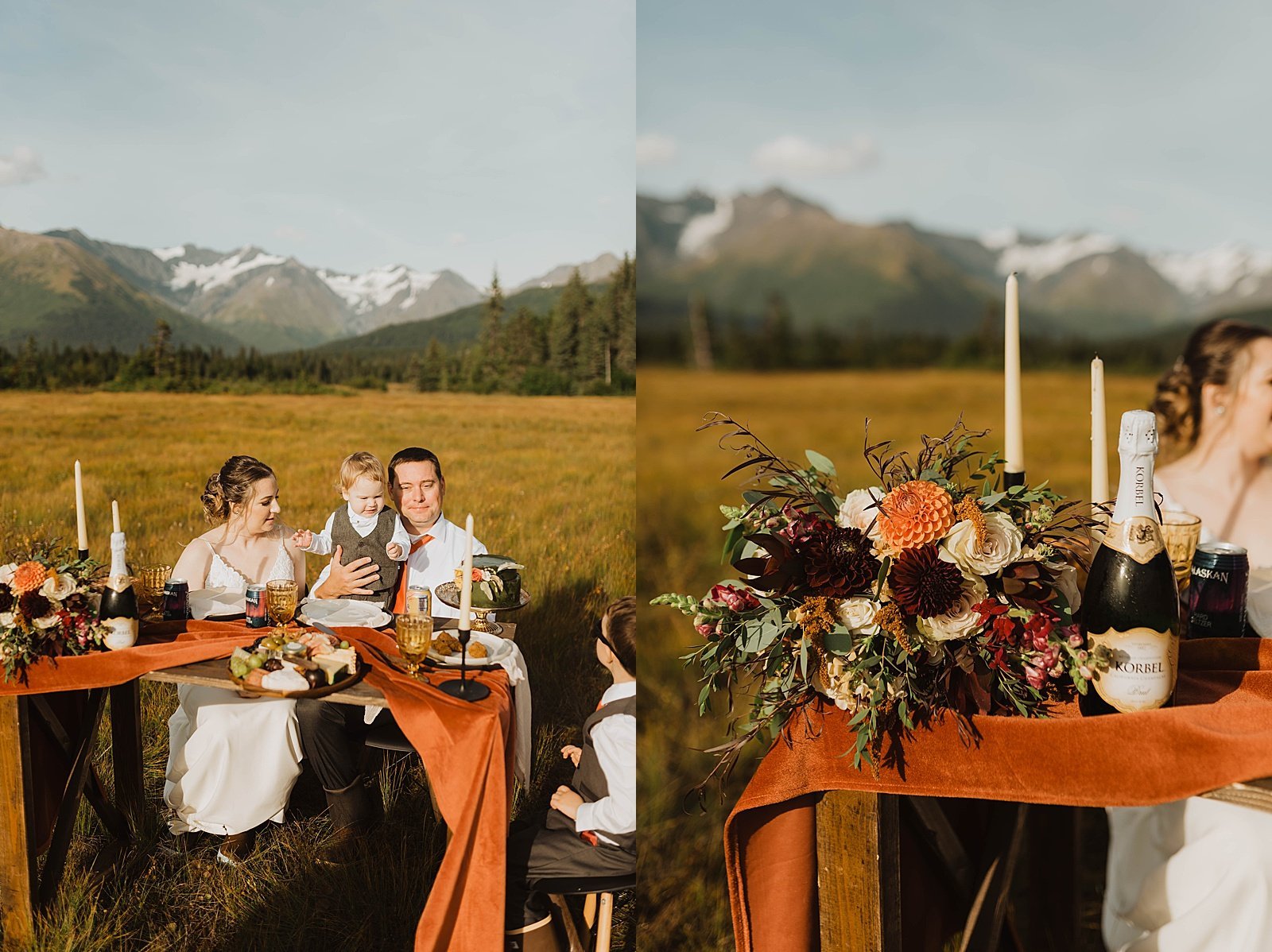  Family enjoying a private picnic for Girdwood intimate family elopement 