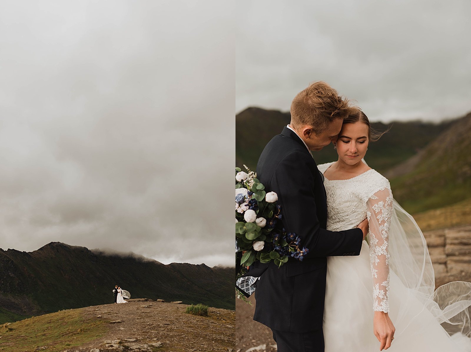  Newlyweds at their bridal shoot with Alaska Wedding Photographer, Theresa McDonald.  