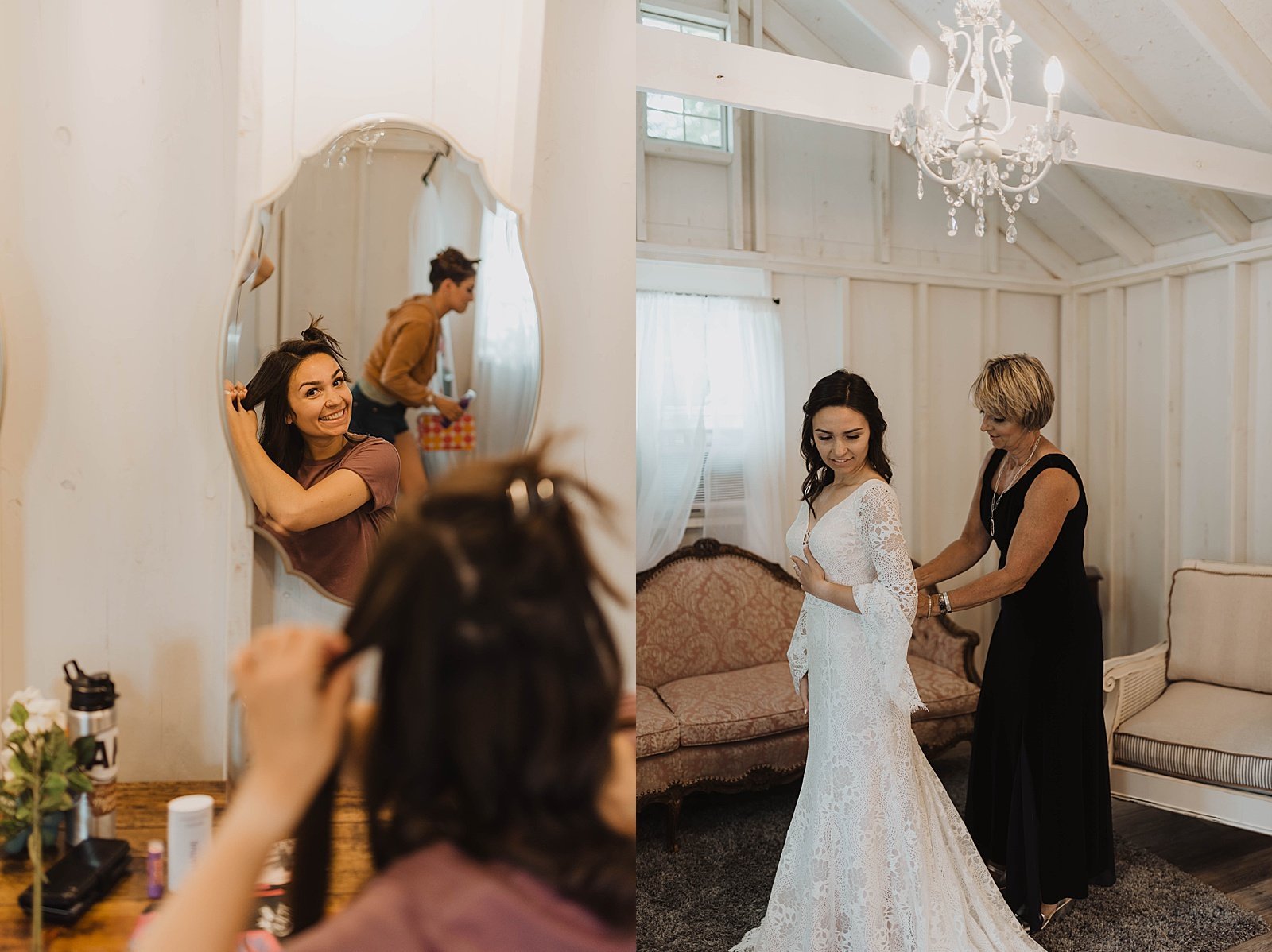  Bride getting ready before her anchorage wedding by photographer Theresa McDonald.  