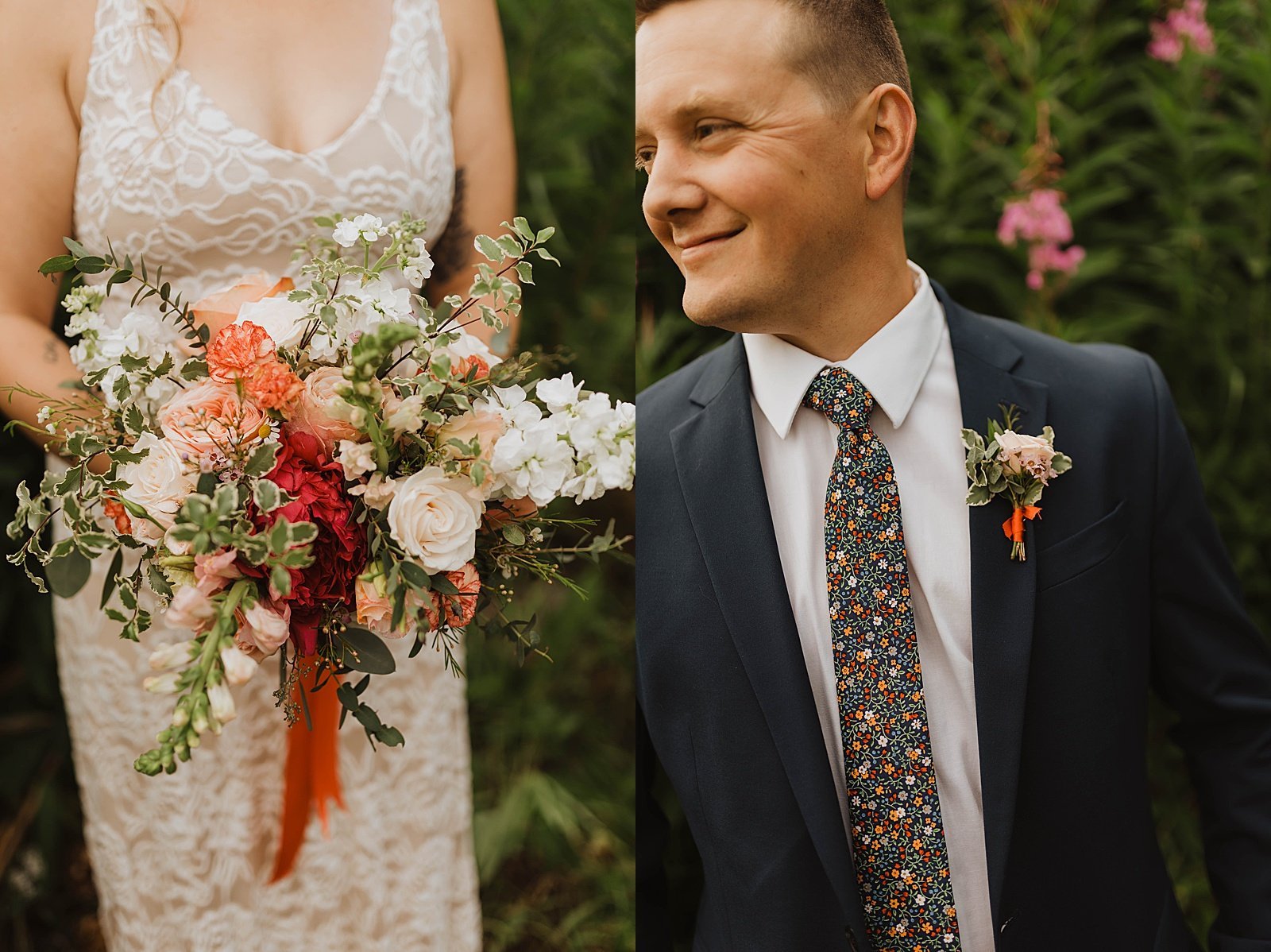 Bride and groom flower details by an Anchorage wedding photographer 
