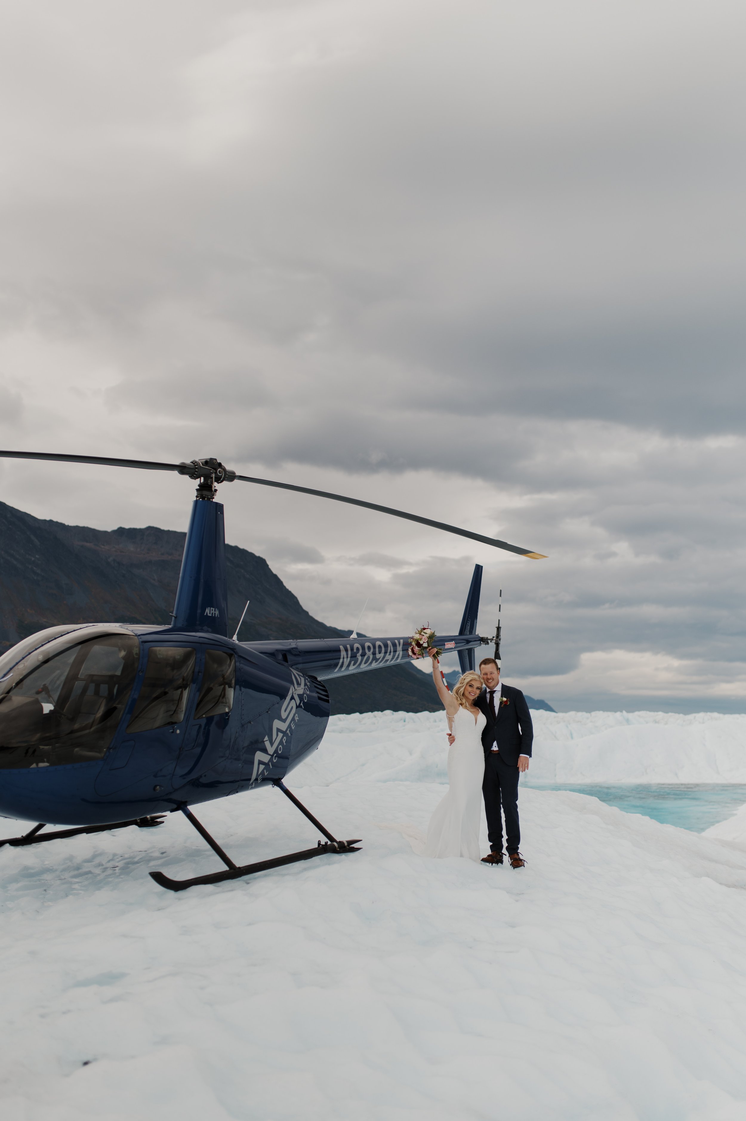 Helicopter Alaska Elopement at Knik Glacier