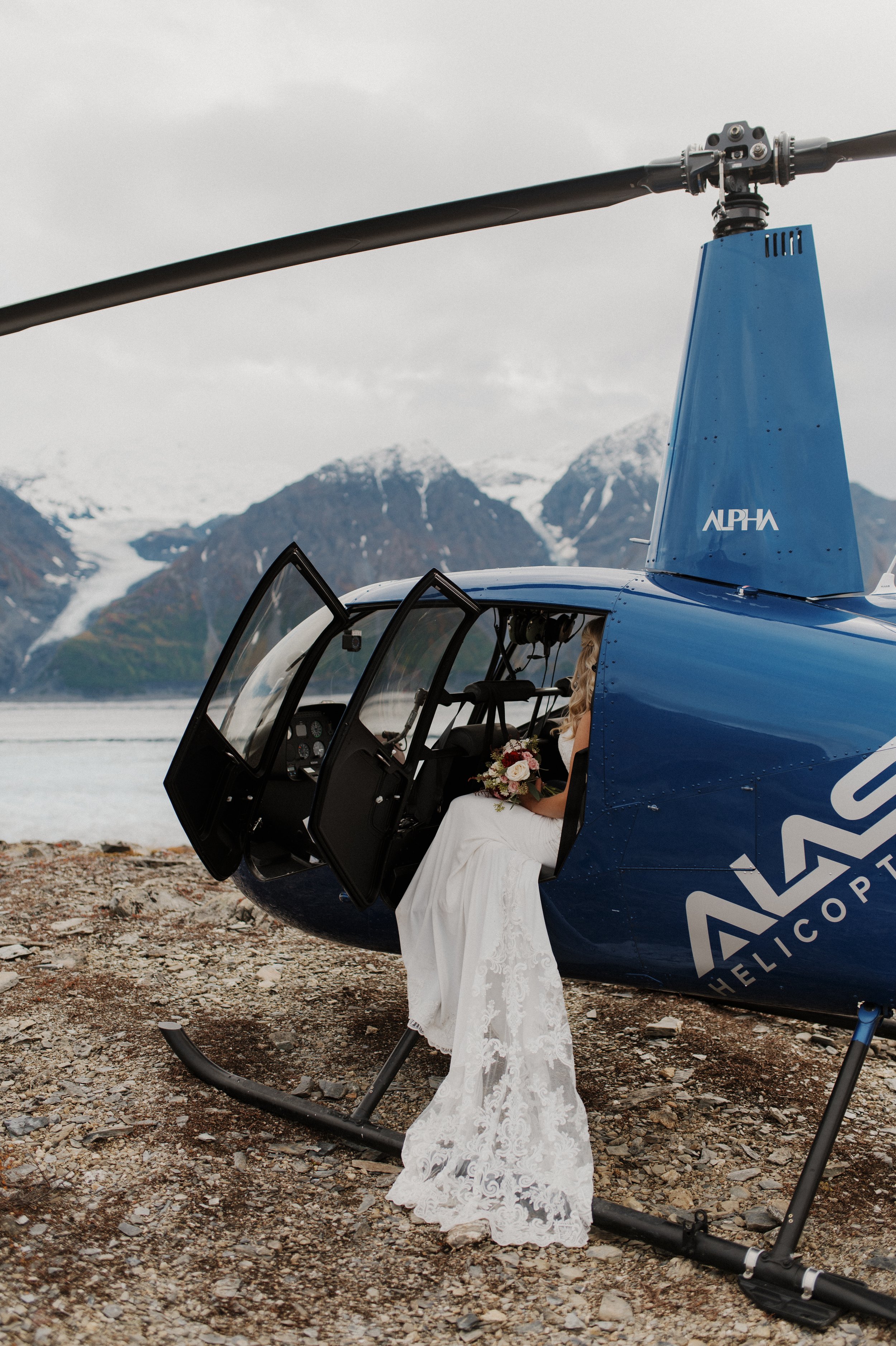 Helicopter Alaska Elopement at Knik Glacier