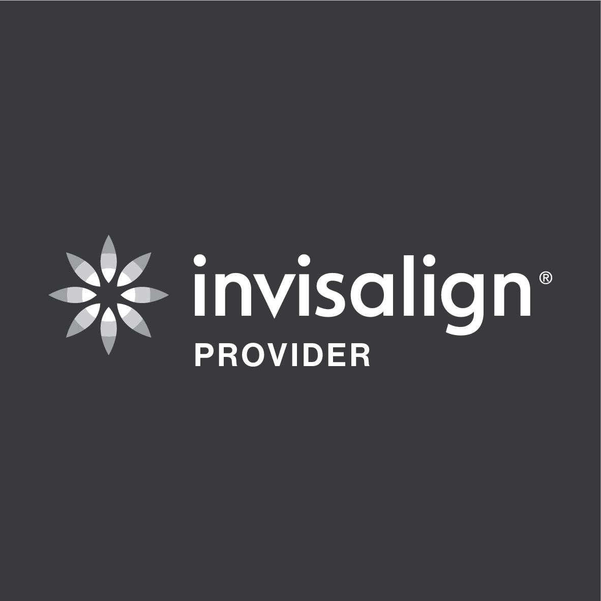 Invisalign Provider Logo white on charcoal background