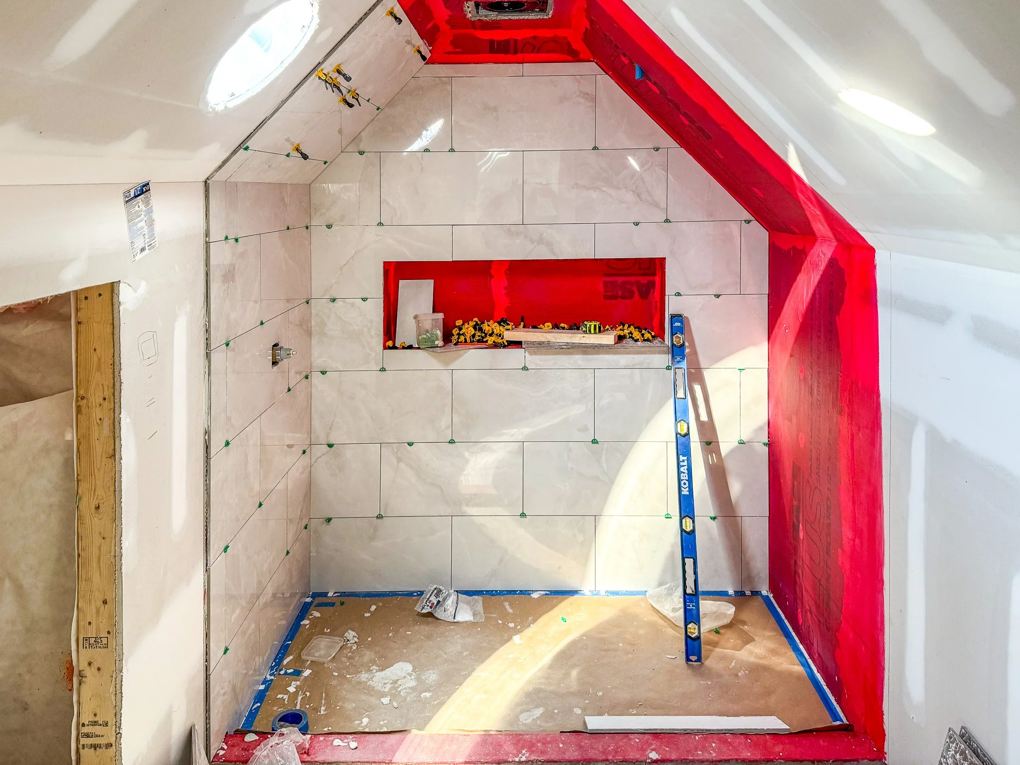 Attic Bathroom Shower Tile Installation in Fuquay-Varina NC