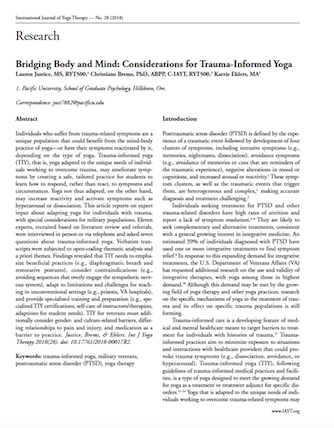 Bridging Body and Mind: Considerations for Trauma-Informed Yoga (with special considerations for military populations)