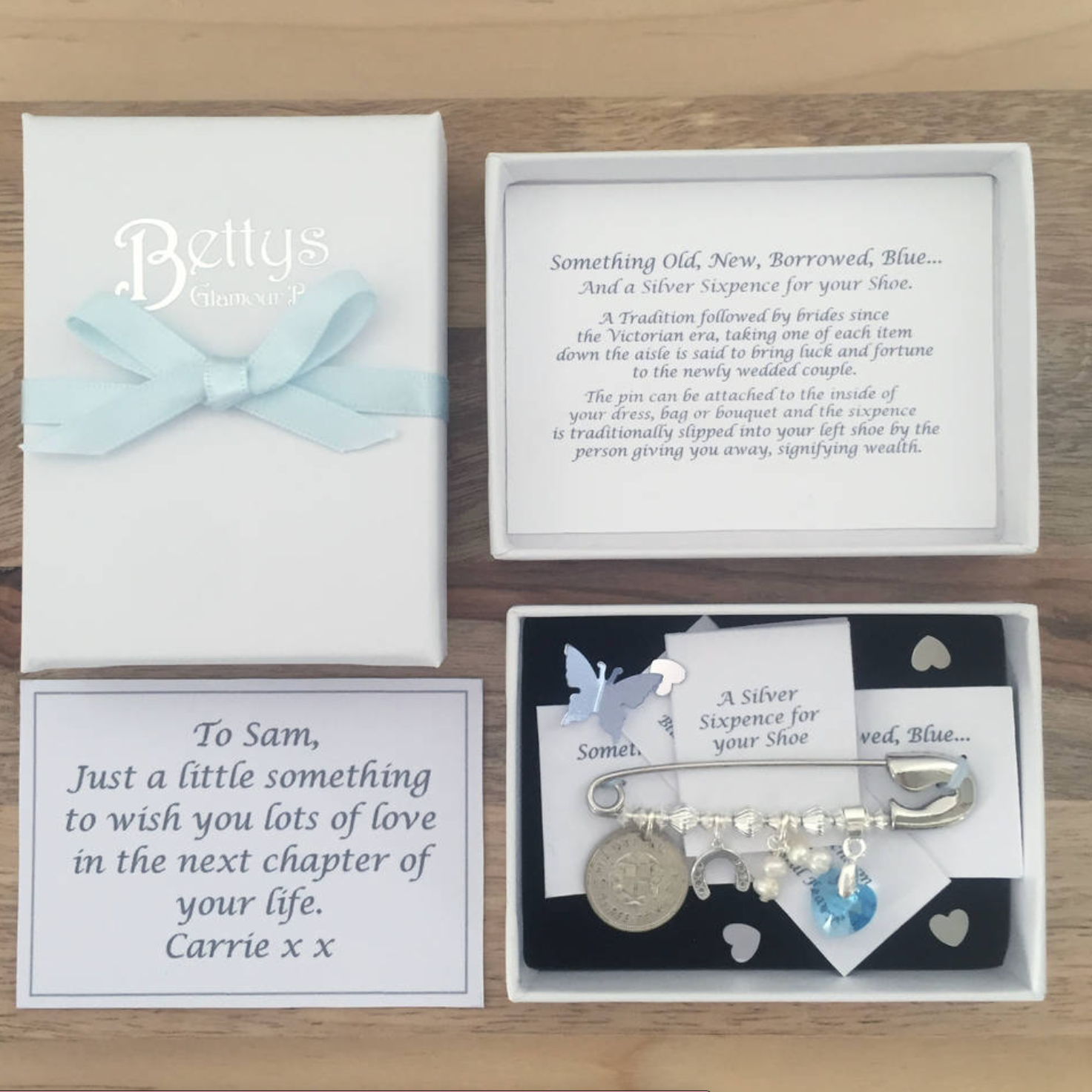 Inside the bridal charm pin box!