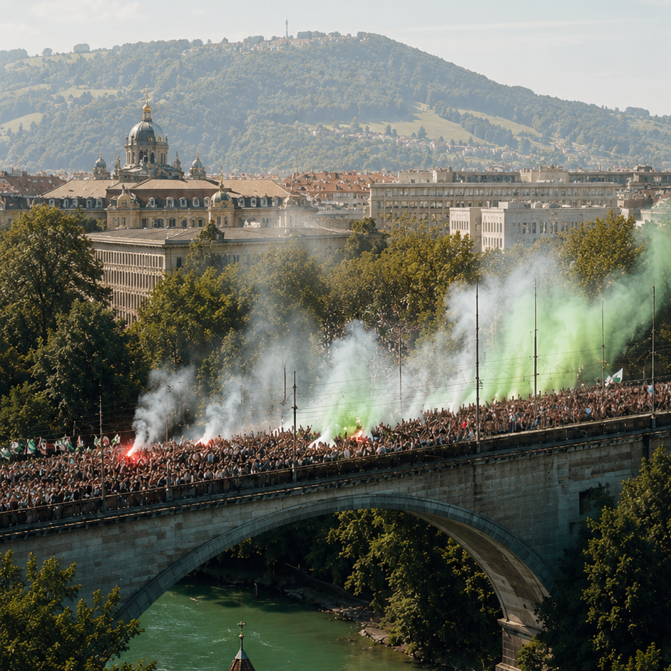 FC St.Gallen Cup Siegerfeier aus der Luft dokumentiert