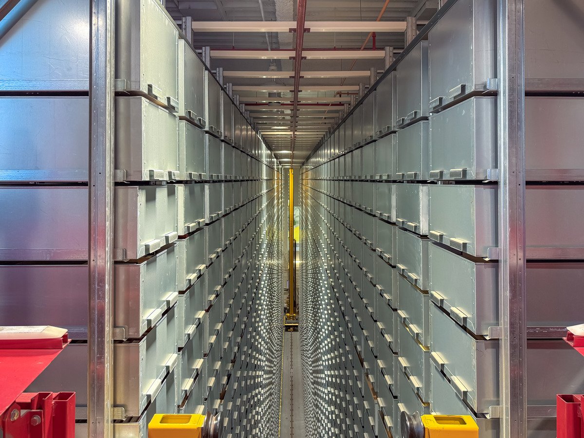 bookBot aisle and automated storage space.  