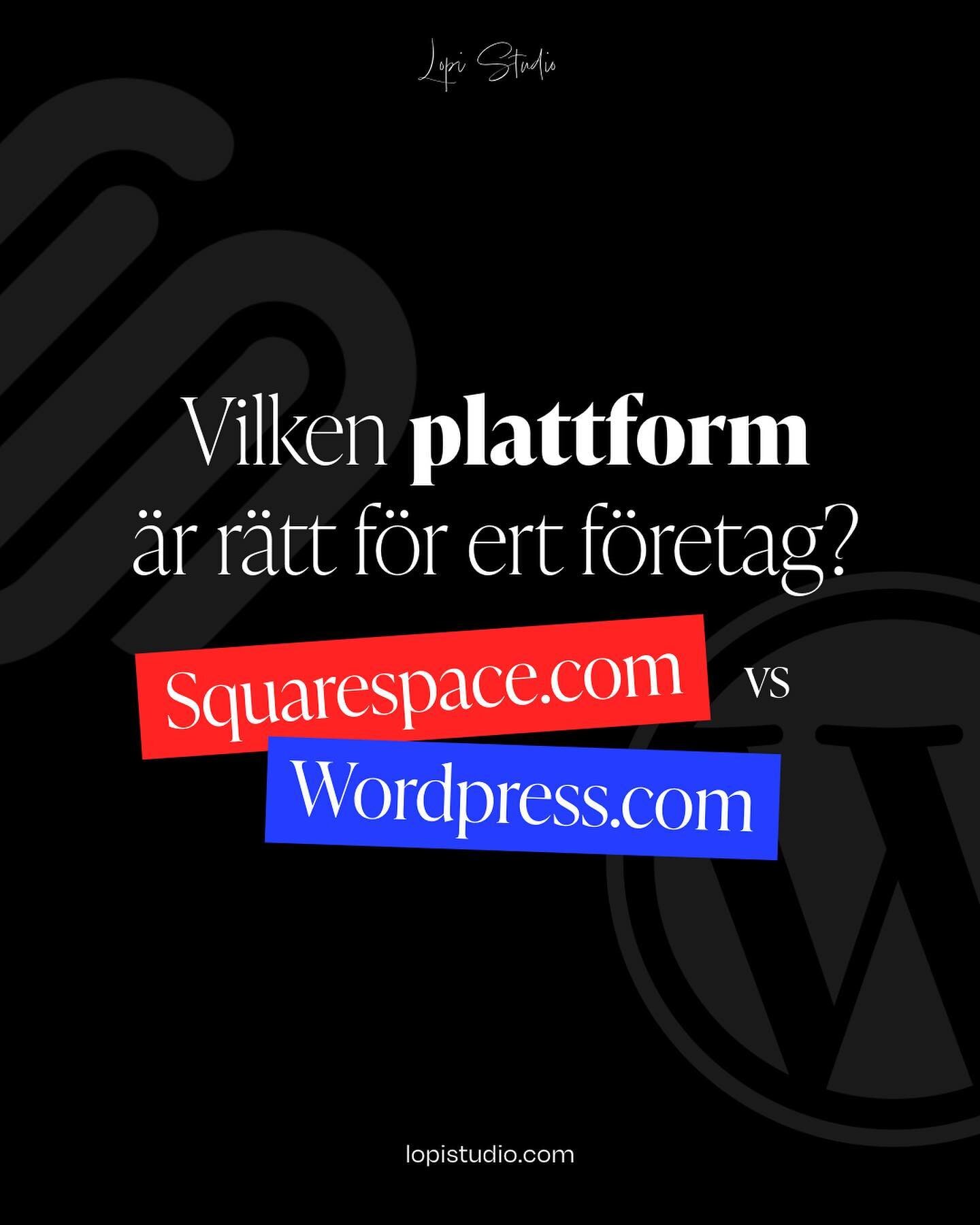 Squarespace vs Wordpress 👇🏼

Tv&aring; giganter inom webbutveckling - men vilken plattform &auml;r b&auml;st f&ouml;r ert f&ouml;retag? 

L&aring;t oss j&auml;mf&ouml;ra dem utefter f&ouml;ljande kriterier:

1. Flexibilitet &amp; Design
2. Anv&auml