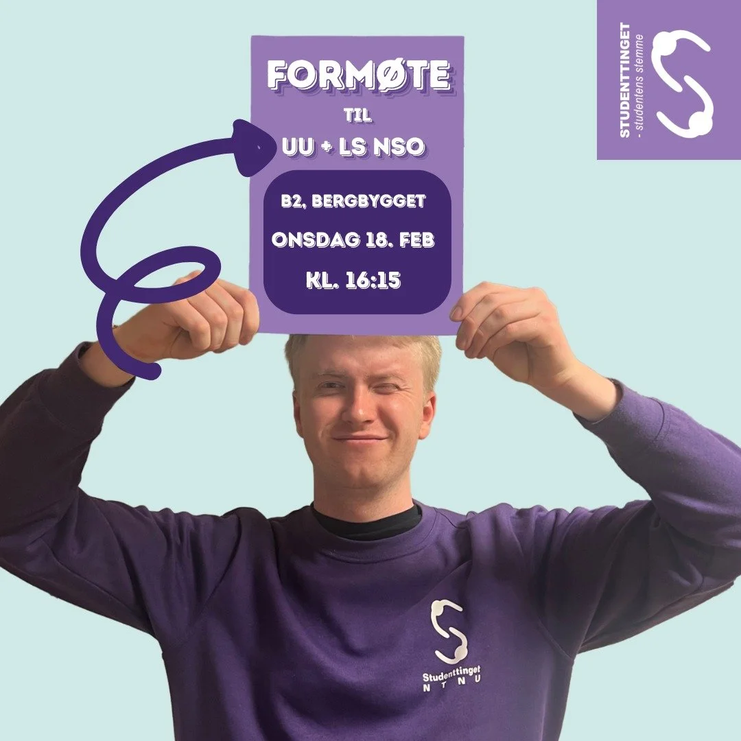 P&aring; onsdag er det form&oslash;te til Utdanningsutvalget og Landsstyret NSO!✨
M&oslash;tet er p&aring; B2 (Bergbygget) klokka 16:15🤩

Husk &aring; meld dere p&aring; for &aring; f&aring; mat! Link i bio🥰

Vi ses!