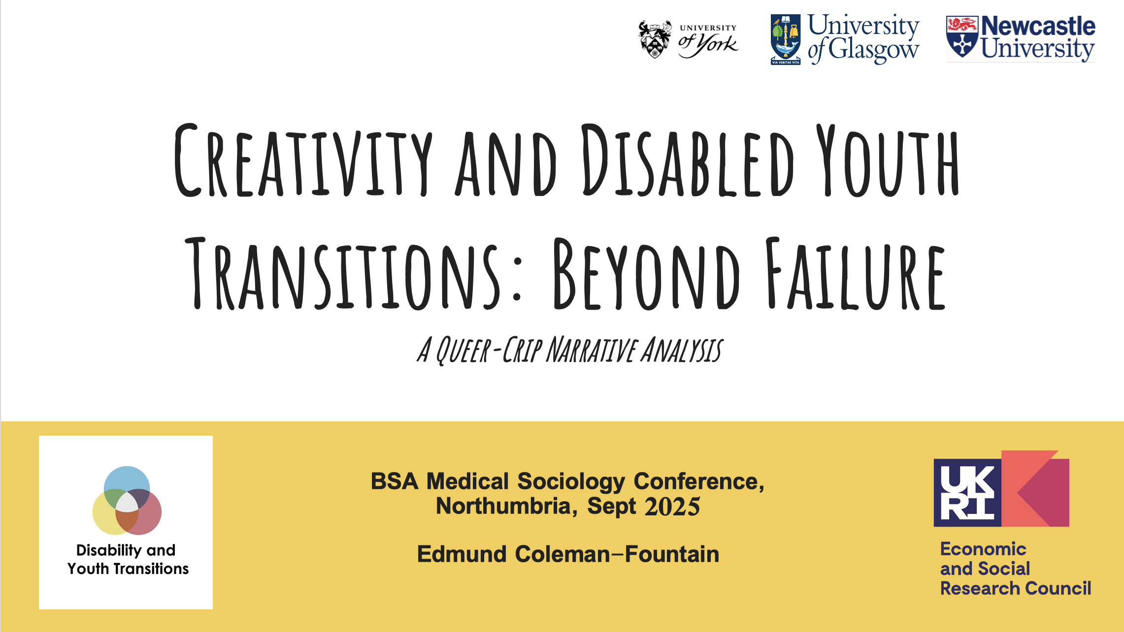 Front slide of the conference presentation. All the information contained in the image is included in the text alongside.