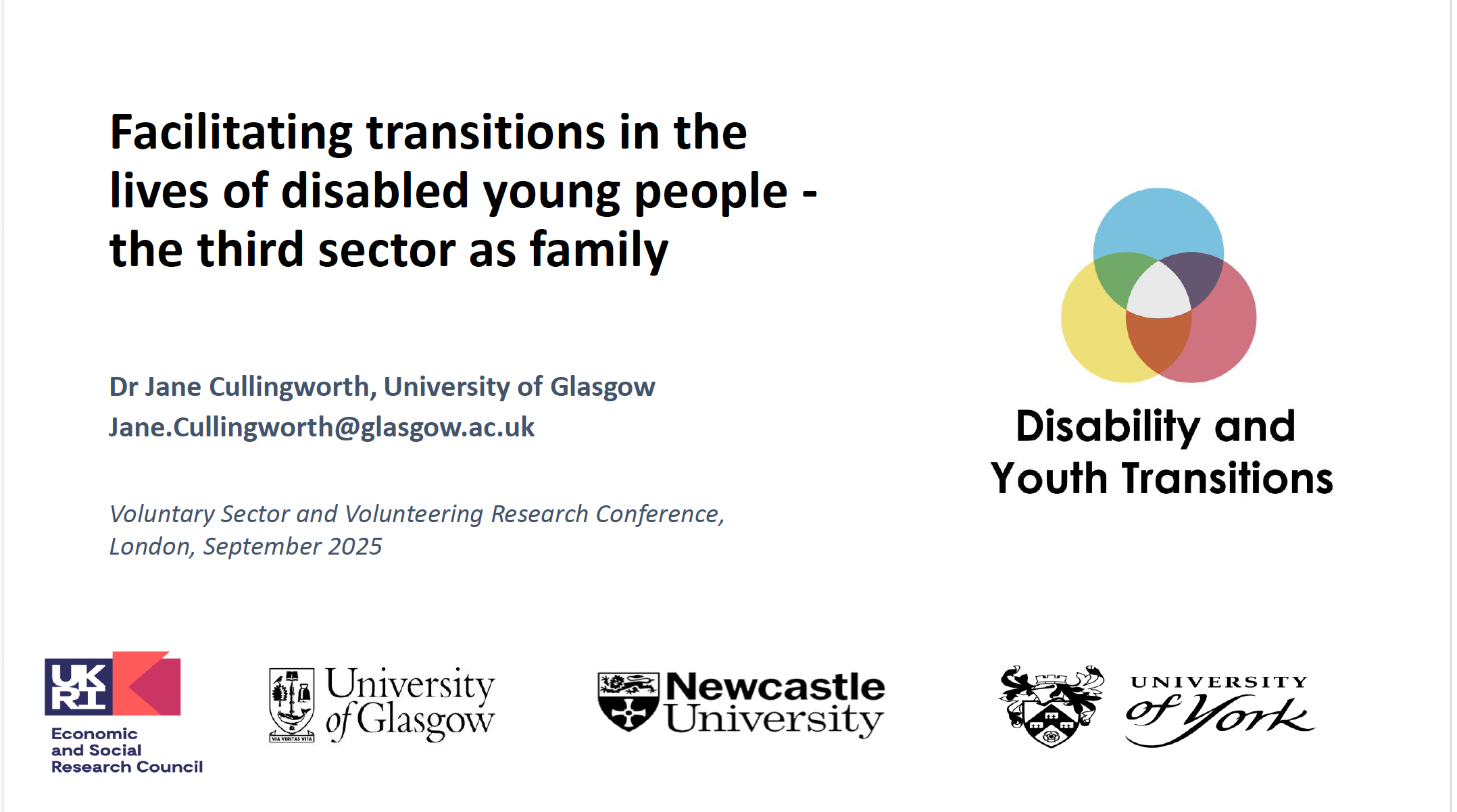 The first slide of the conference presentation with details of the presentation. All information is included in the text alongside the image