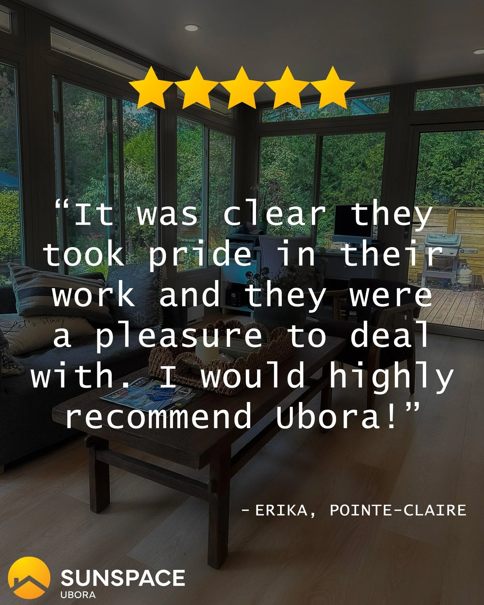 Another recent client review following a completed sunroom project.

We focus on quality workmanship, clear communication, and delivering a space that meets expectations.

#montrealhomes #westislandmontreal #pointeclaire #mtlhomes
#sunroom #sunroomde