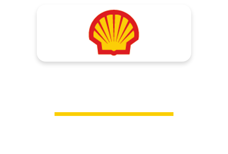 Shell logo with yellow shell graphic and red outline on white