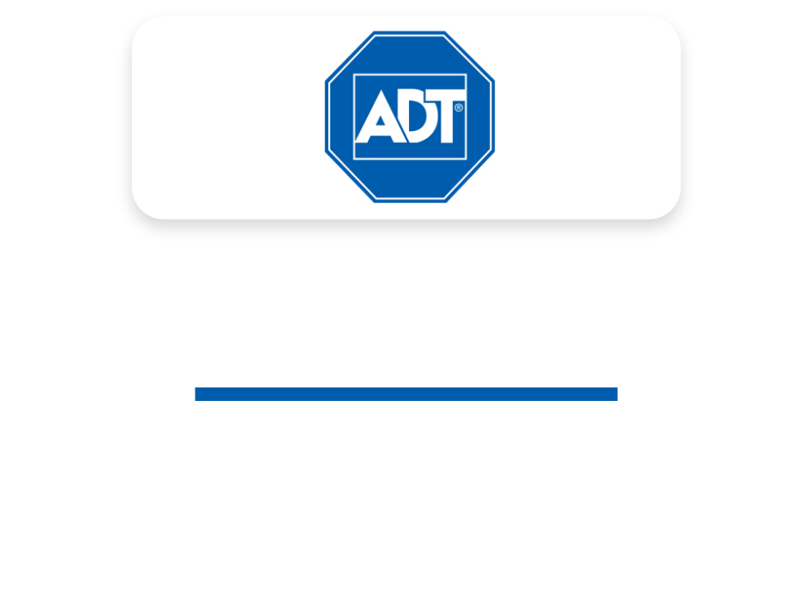 ADT logo on white background with ADT text in a blue hexagon