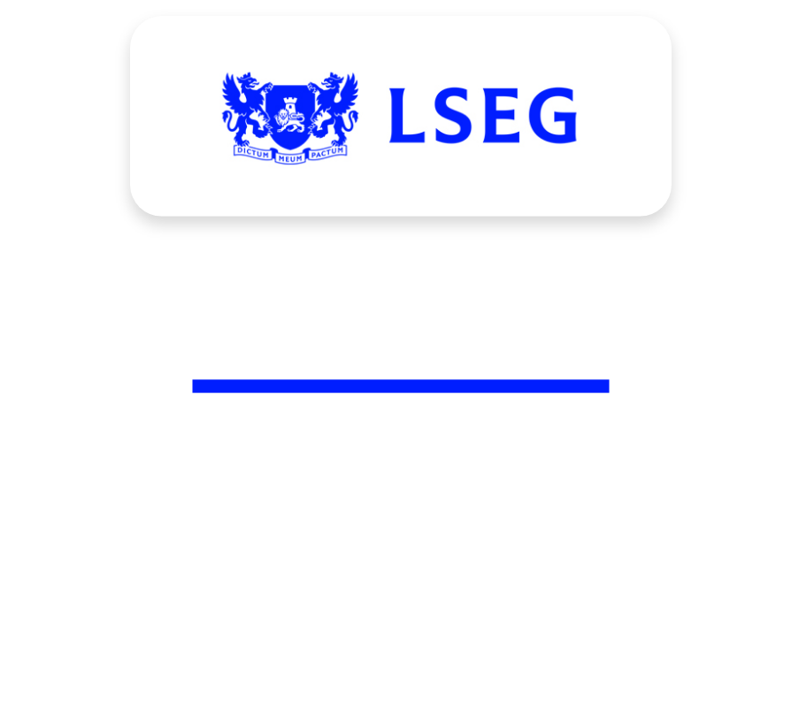 LSEG logo on white with blue lions flanking a shield