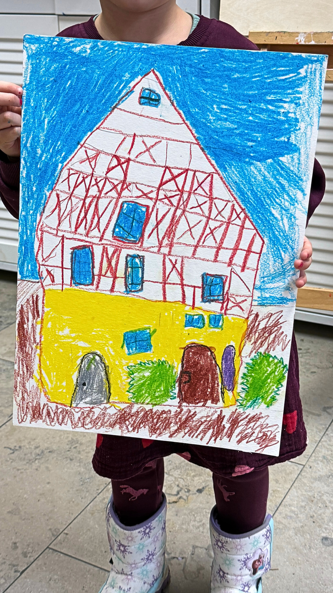 Kinderzeichnung, Forchheimer-Fachwerkhaus