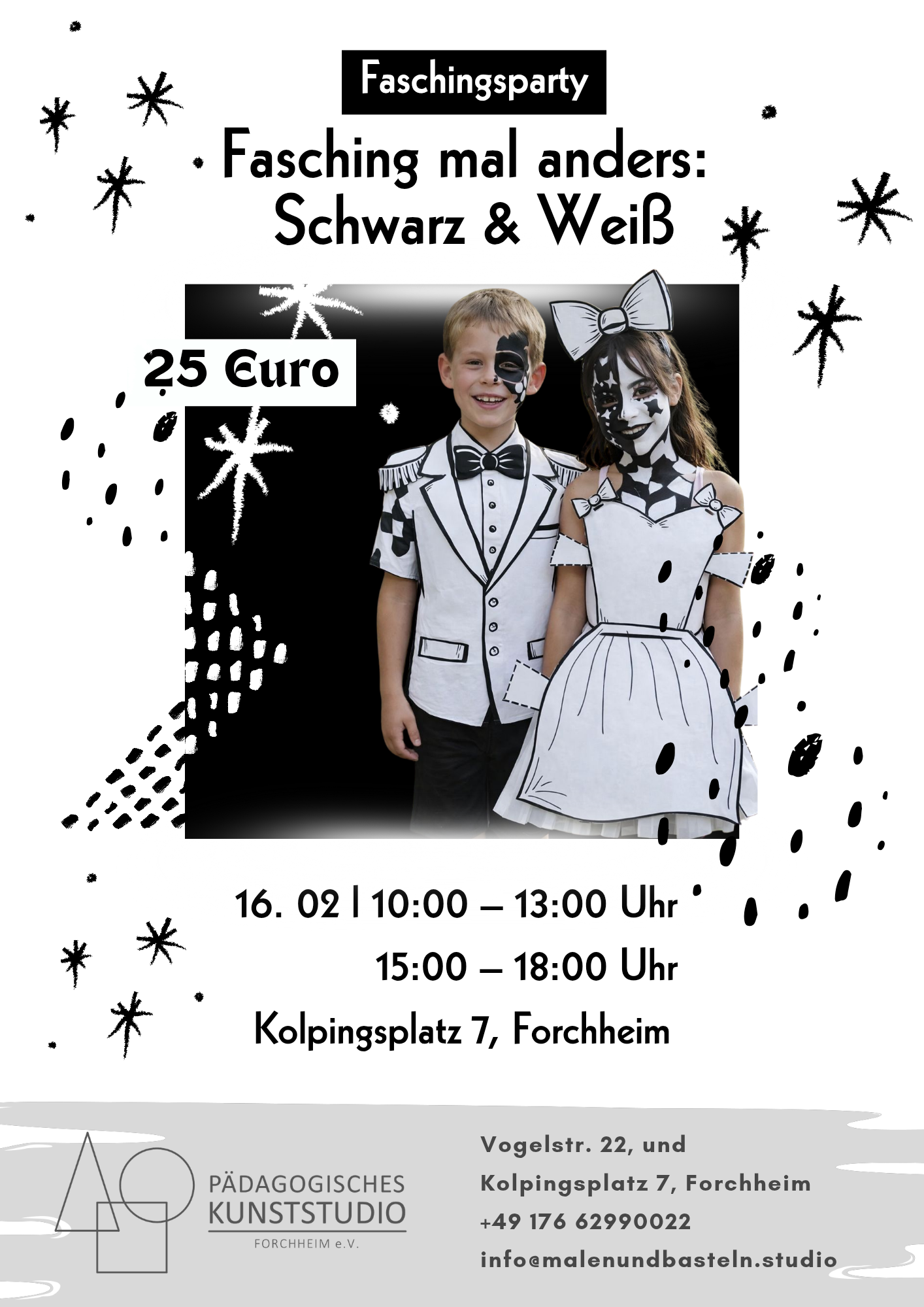 Kinderfasching Party mal anders Schwarz & Weiss