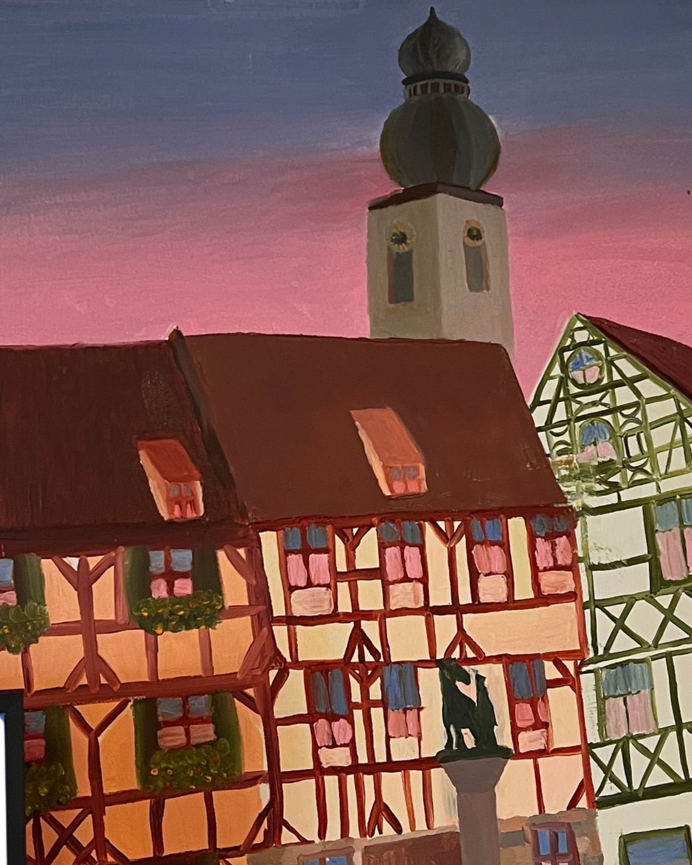 farbenfrohe Gemälde von Häusern in Forchheim