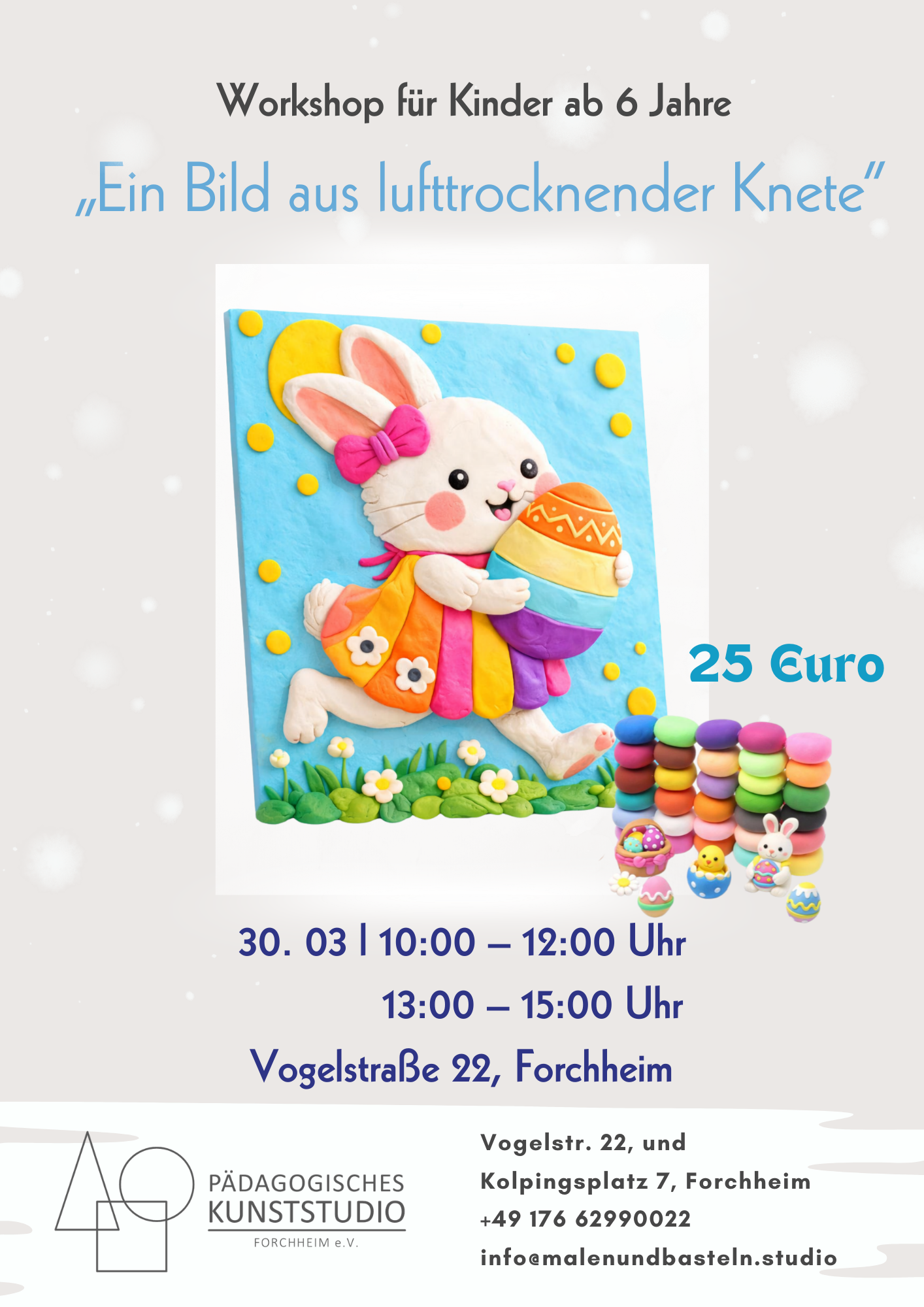 Bunte 3D-Osterbild aus lufttrocknender Knete