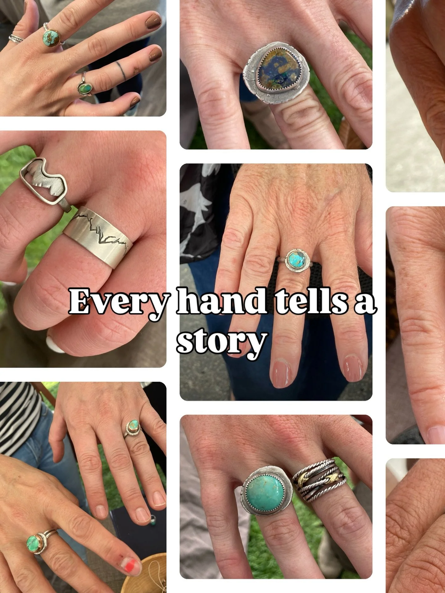 These are your hands 🤍
Worn, lived in, and adorned with pieces made by us.

We&rsquo;ll be at the People&rsquo;s Market this Saturday, 9&ndash;1
with handmade jewelry + fiber art&mdash;perfect for Mother&rsquo;s Day gifts 🌿

Come find us ✨