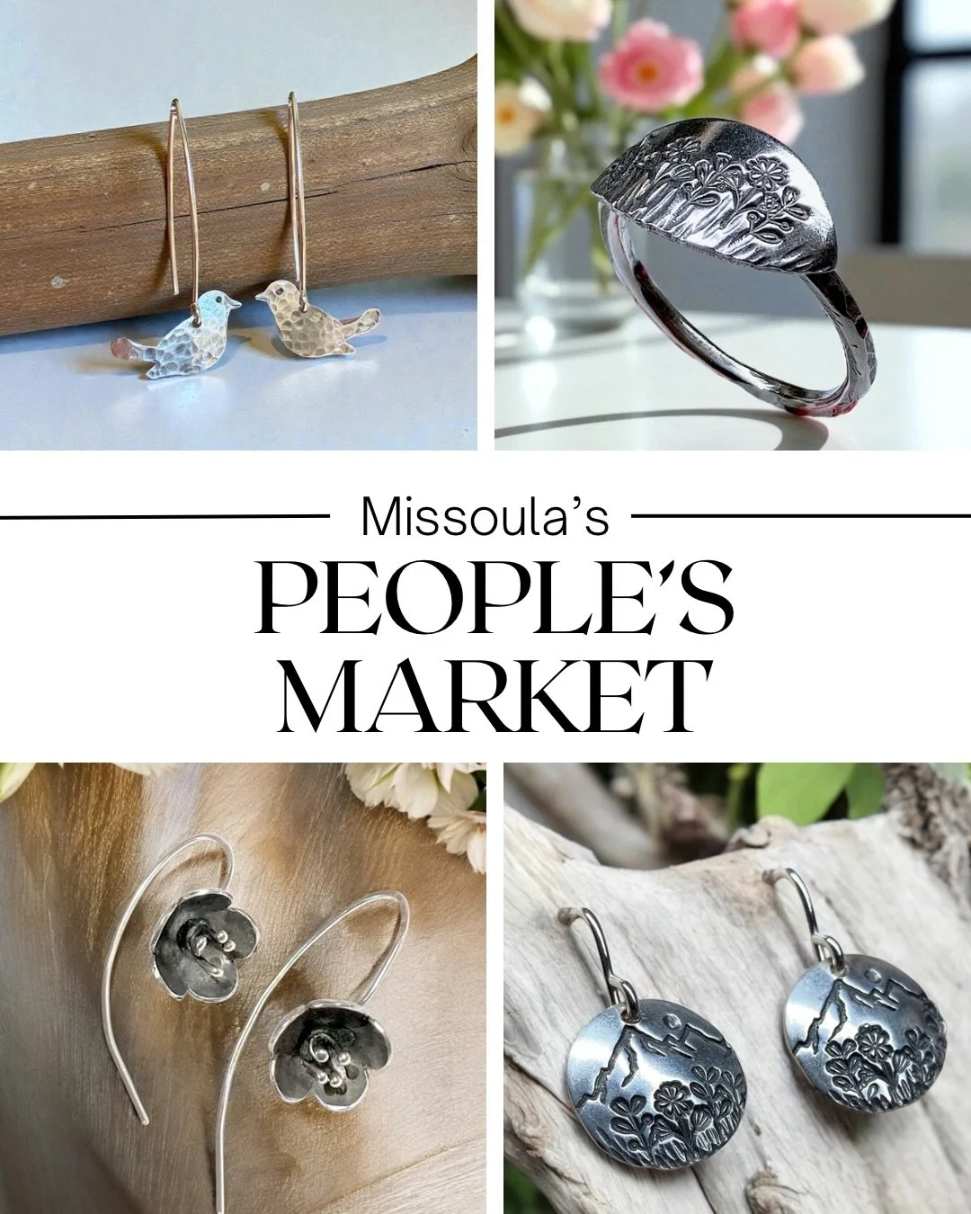 Our first People&rsquo;s Market of the season! We&rsquo;ll have lots of jewelry options for Mother&rsquo;s Day gifts and graduation! Sterling silver with Montana Sapphires are always a winner 💎 
We&rsquo;ll be on Pine St. from 9 am to 1 pm.

#missou