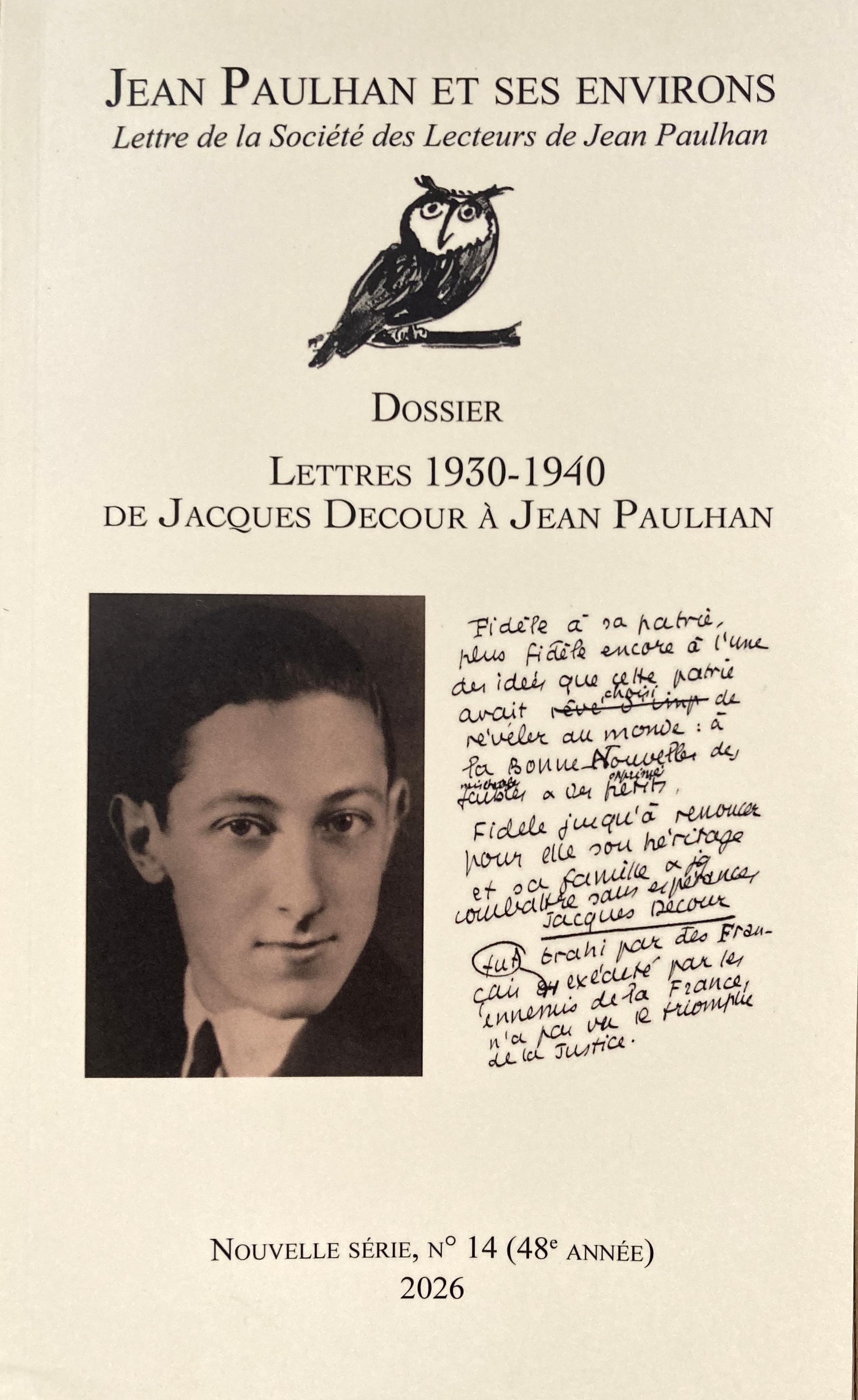 Lettre de la SLJP N°14 | Jean Paulhan et ses environs (2026)