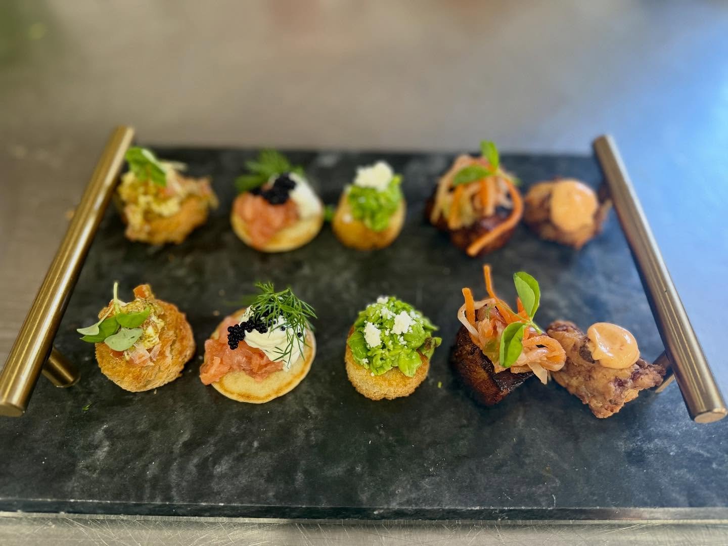 Let&rsquo;s talk canap&eacute;s! One of our favourite parts of the wedding day, go for a variety of colours and flavours, and trust us the vegetarian canap&eacute;s are just as amazing! #canap&eacute;s #weddingfood #caterer #weddingcatering #earthcat