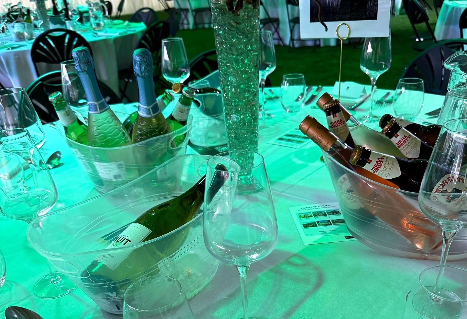 earth catering drinks on table at event