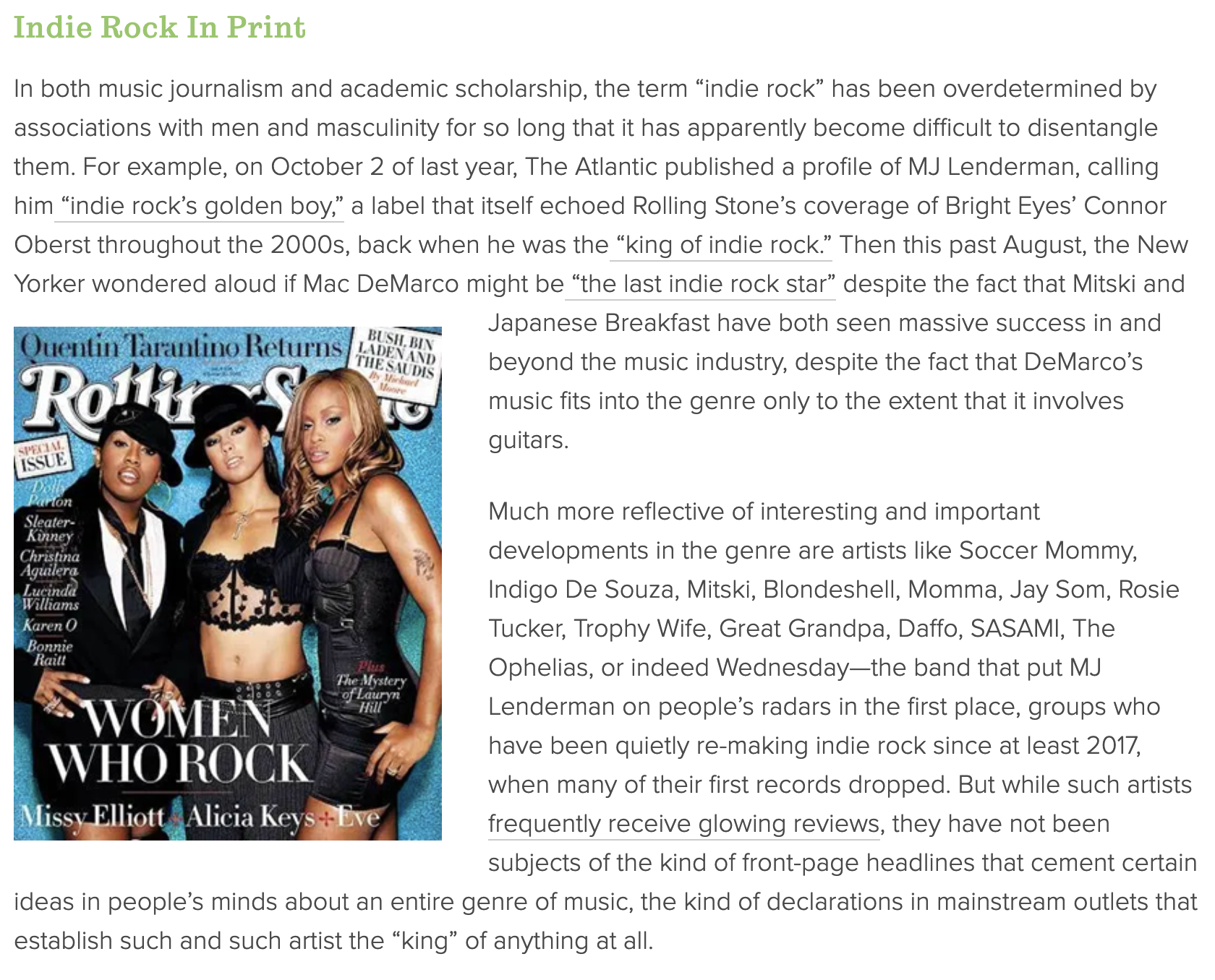 "Gender, Genre, and the Shifting Meaning of Indie Rock," Society for U.S. Intellectual History blog, October 27, 2025