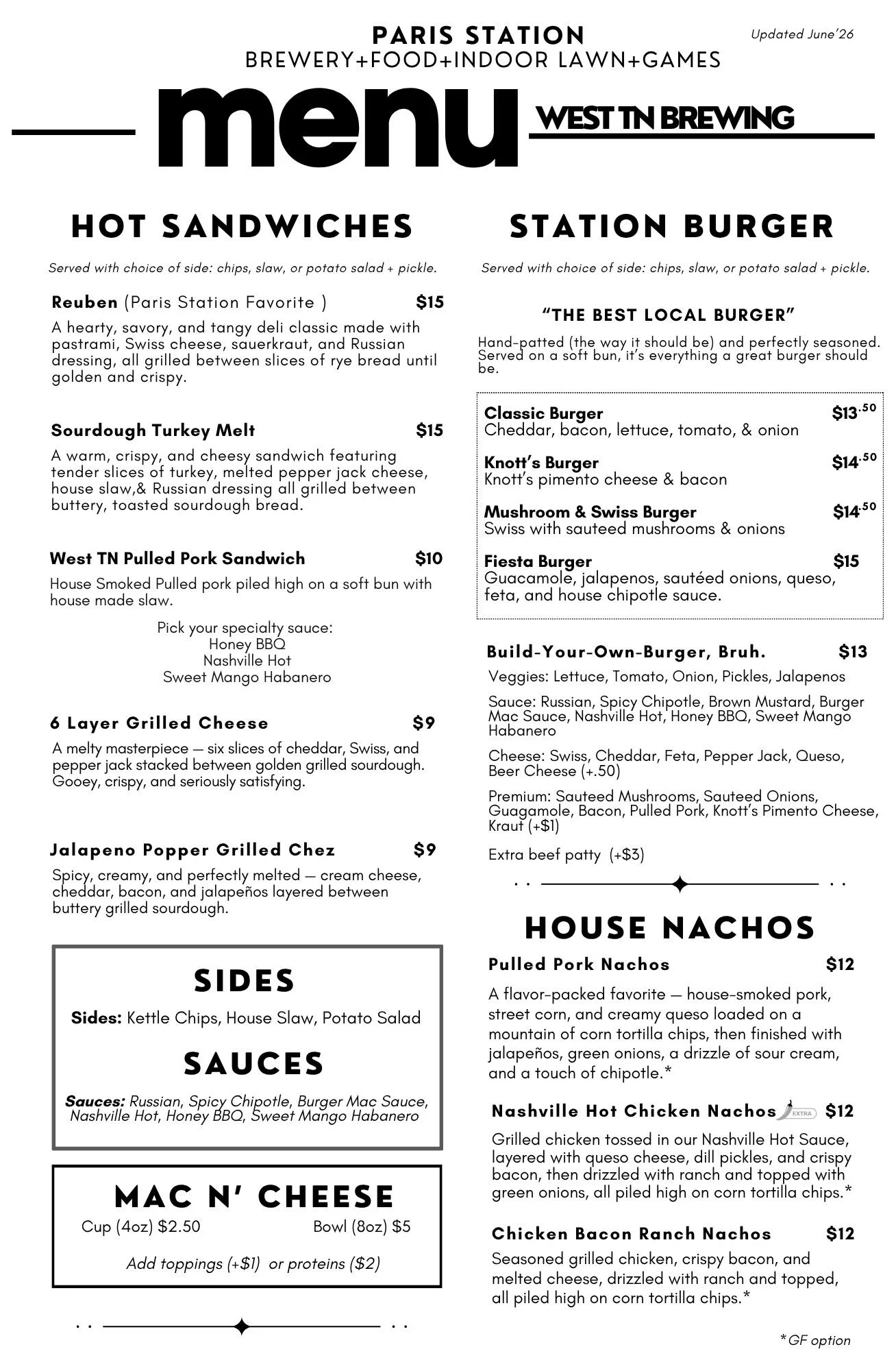 Menu — PARIS STATION
