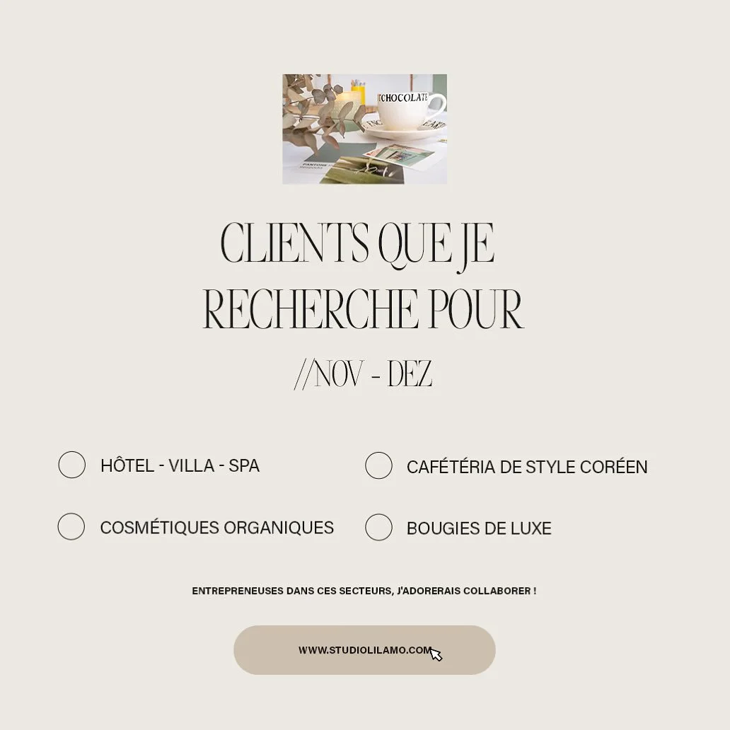 Avez-vous ou envisagez-vous de lancer l&rsquo;une de ces entreprises ? Je recherche des clients dans ces domaines avec une offre sp&eacute;ciale !

Si cela vous int&eacute;resse, n&rsquo;h&eacute;sitez pas &agrave; nous contacter via notre site dans 