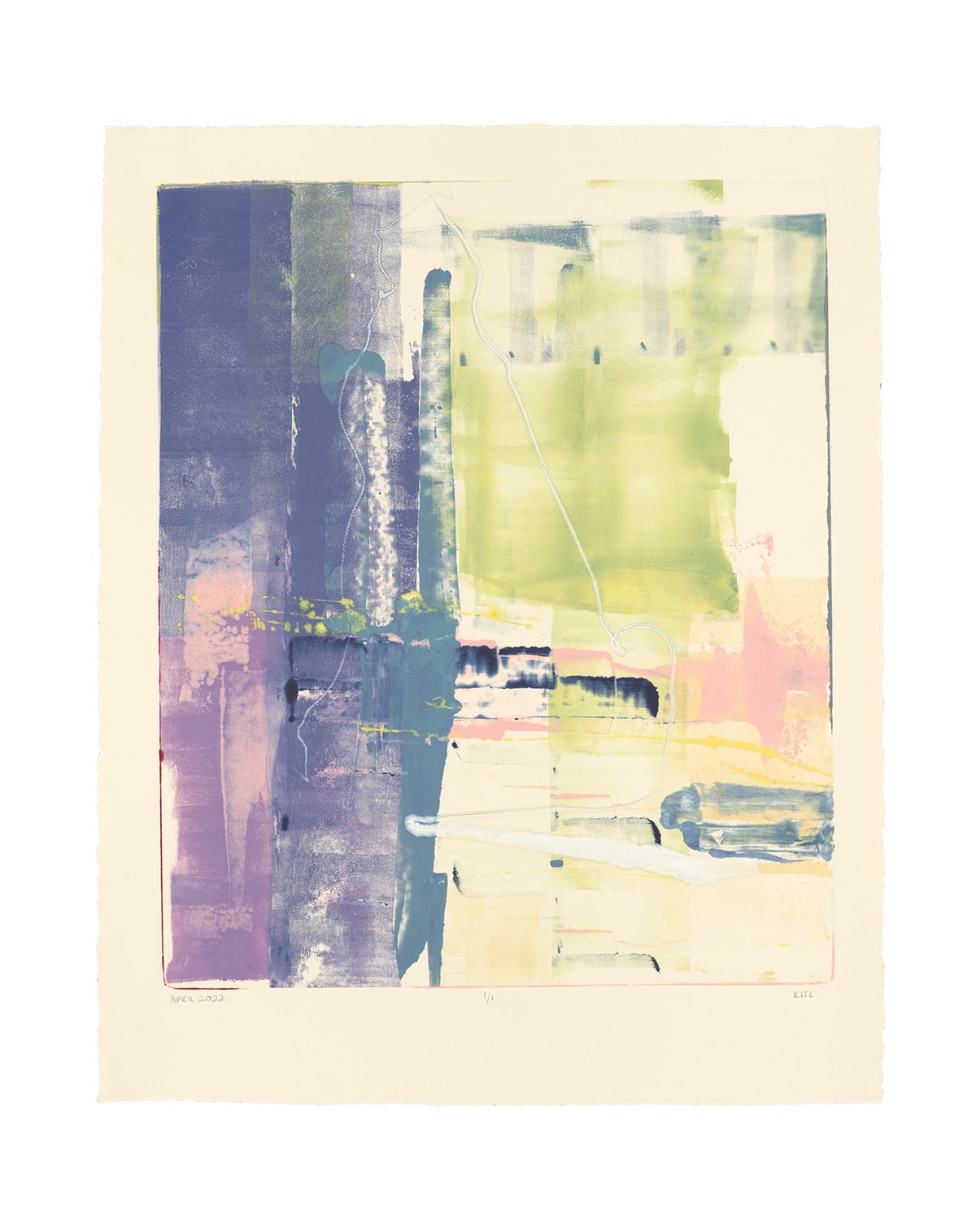 'Tess' 1/1 - Monotype . Lithographic ink on studio paper - 24 x 28.5" - April 2022 by Kelsey-Lynn Corradetti @ Gravity Press Experimental Print Shop, North Adams