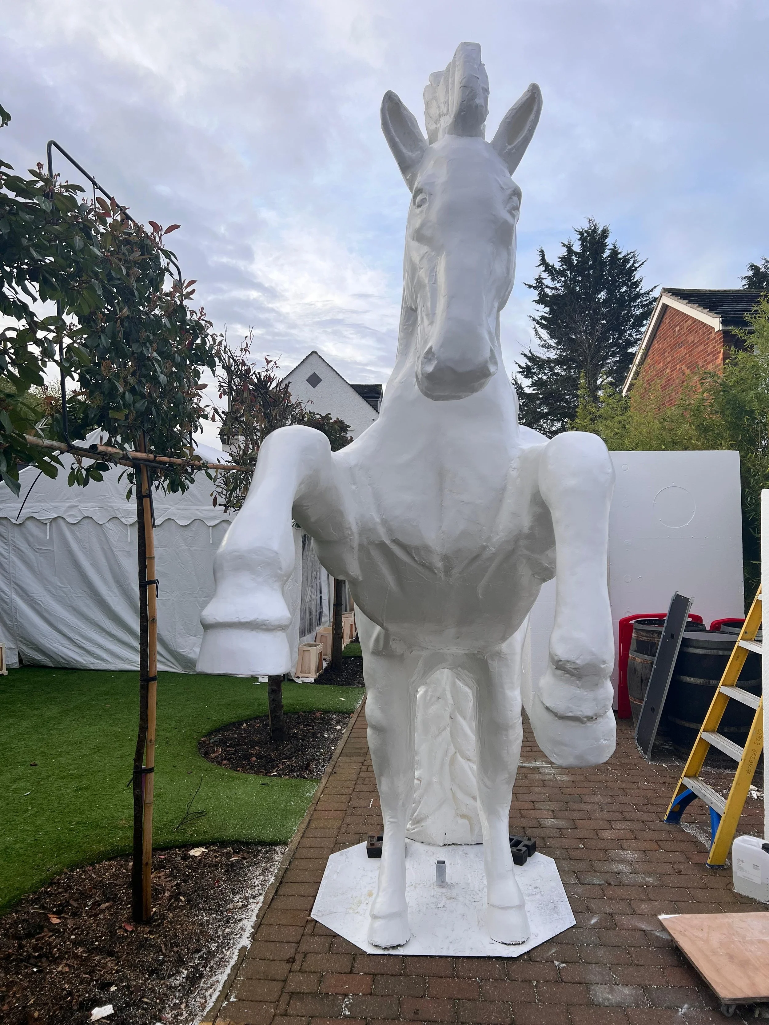  Bespoke Pegasus sculpture being prepared by Team Bone ahead of installation at Fantasia. 