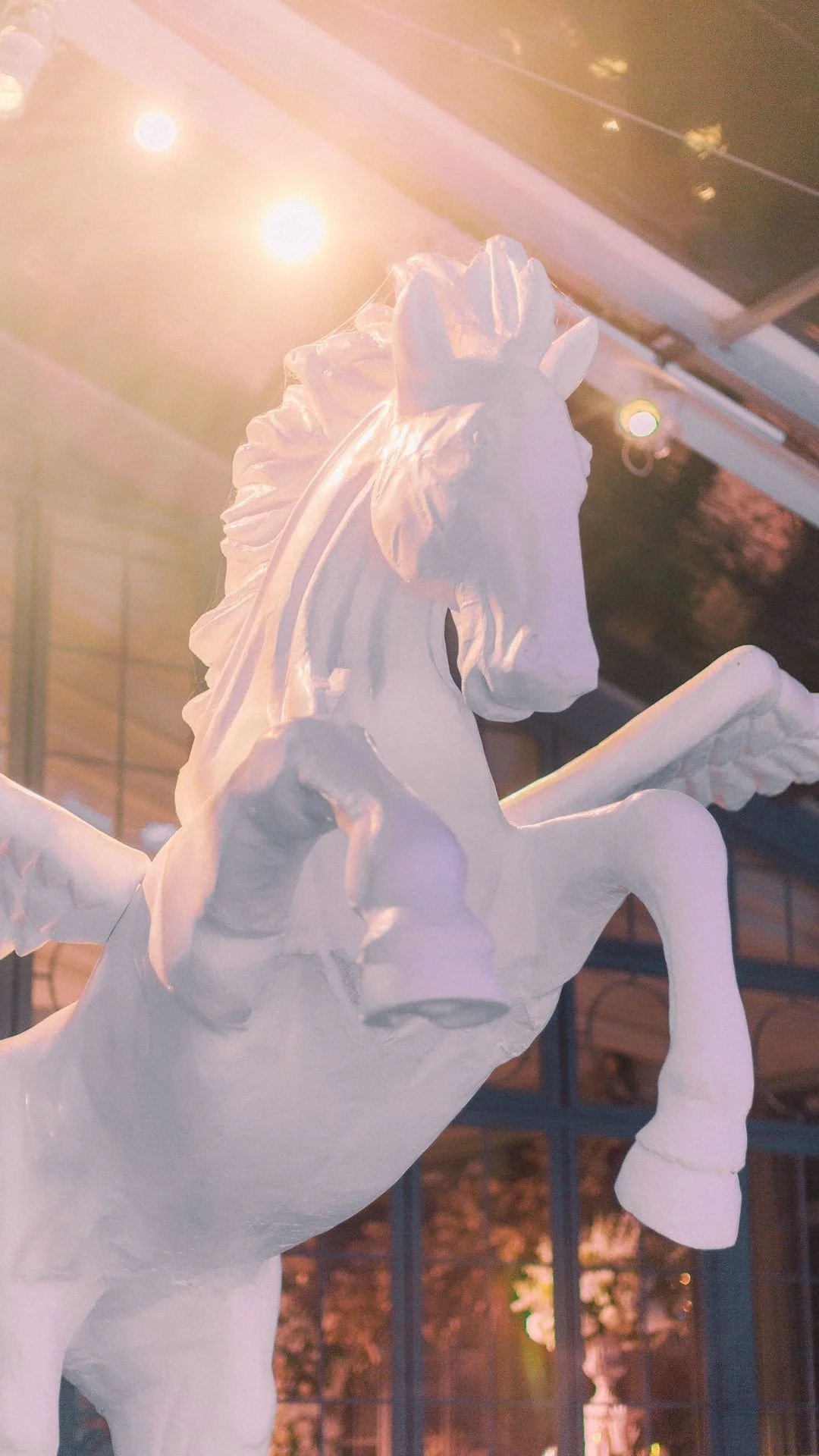  Close-up of the handcrafted Pegasus sculpture created by Amie Bone for Fantasia. 