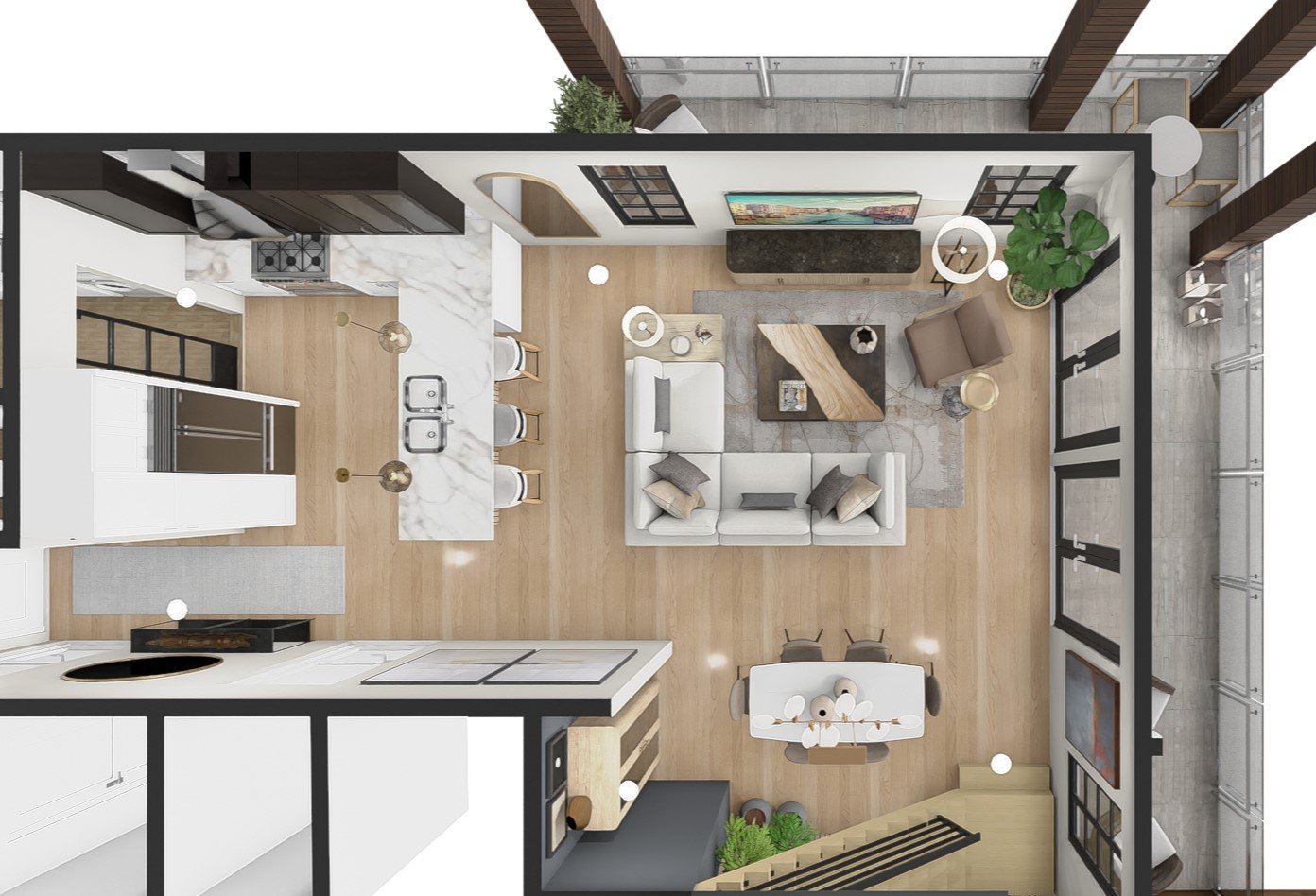 Rendering of The Residences at North Harbor in Marquette Michigan on Lake Superior furnished model unit