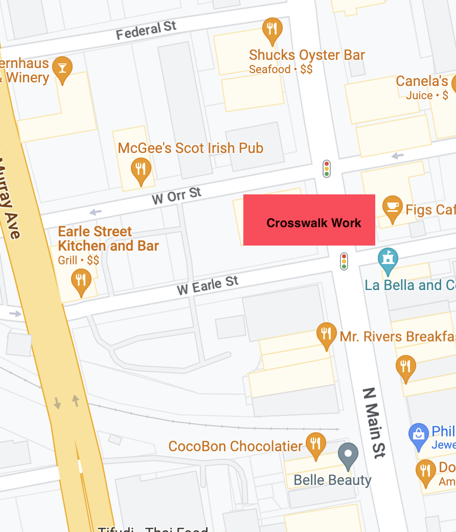 North Main Between Orr and Earle Streets Closed This Week