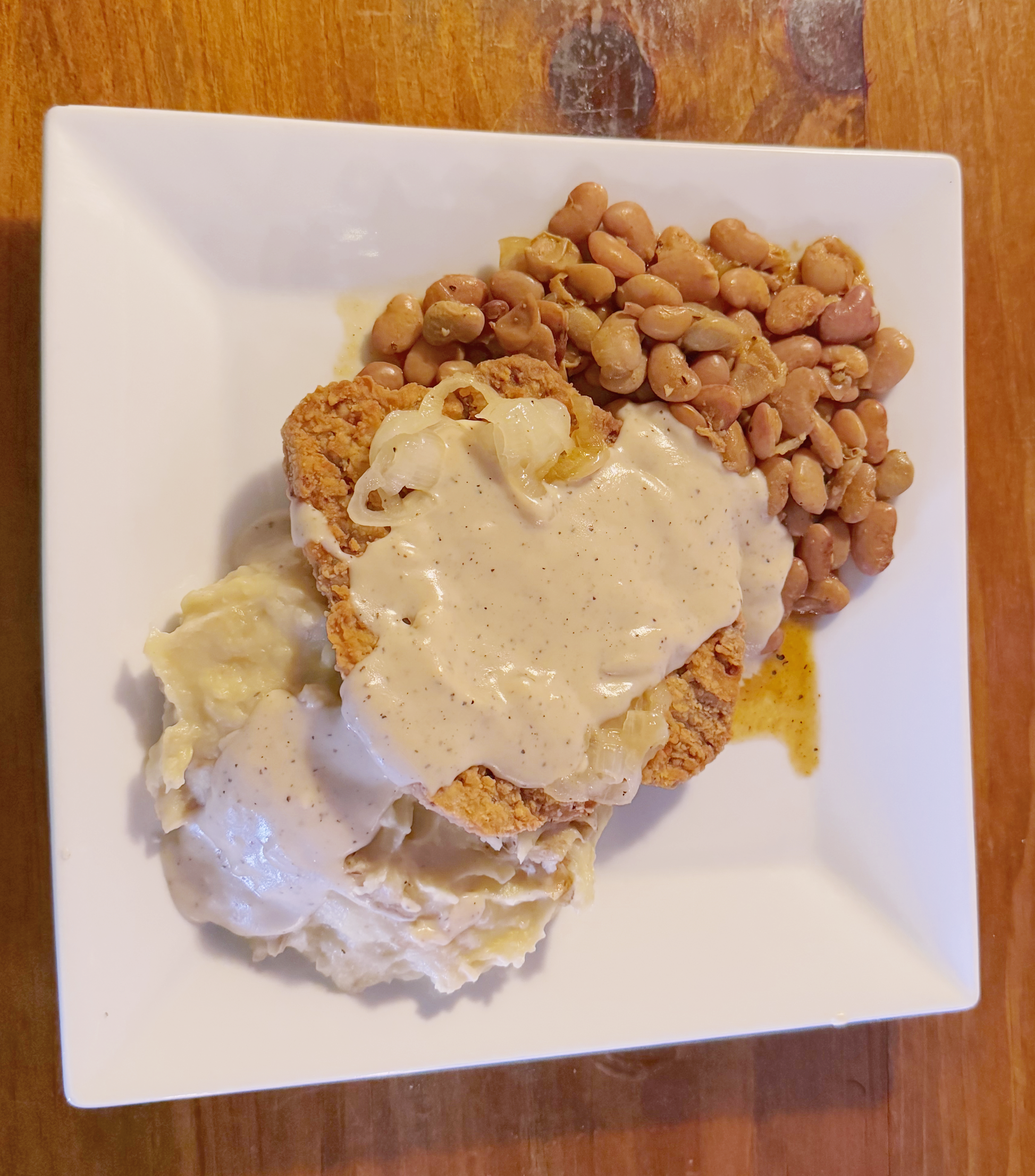 Doolittle’s Country Steak, Garlic Mashed and Butter Beans = Fine Home Cooking