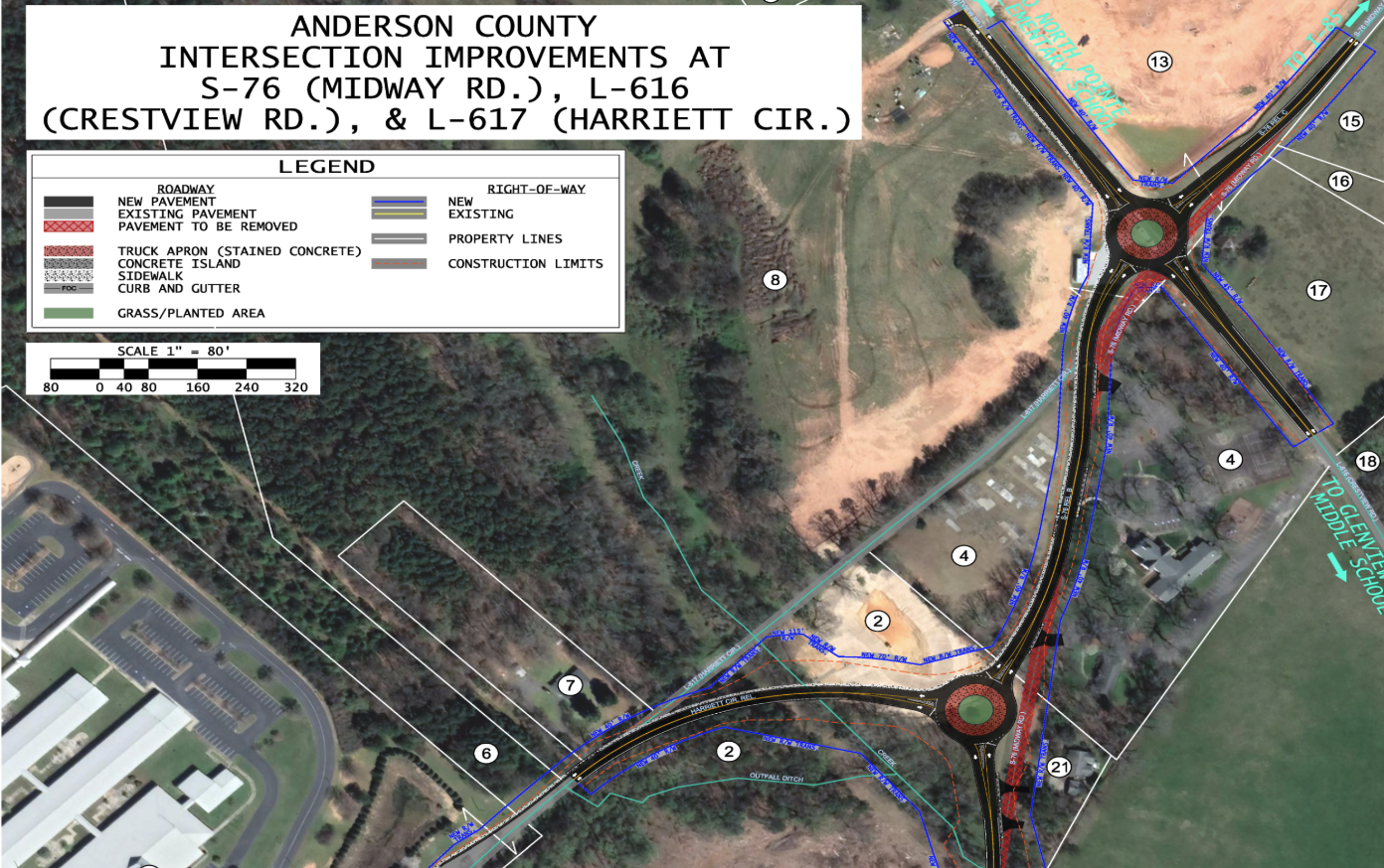 SCDOT Construction on 2 Midway Road Roundabouts Moved to 2027 