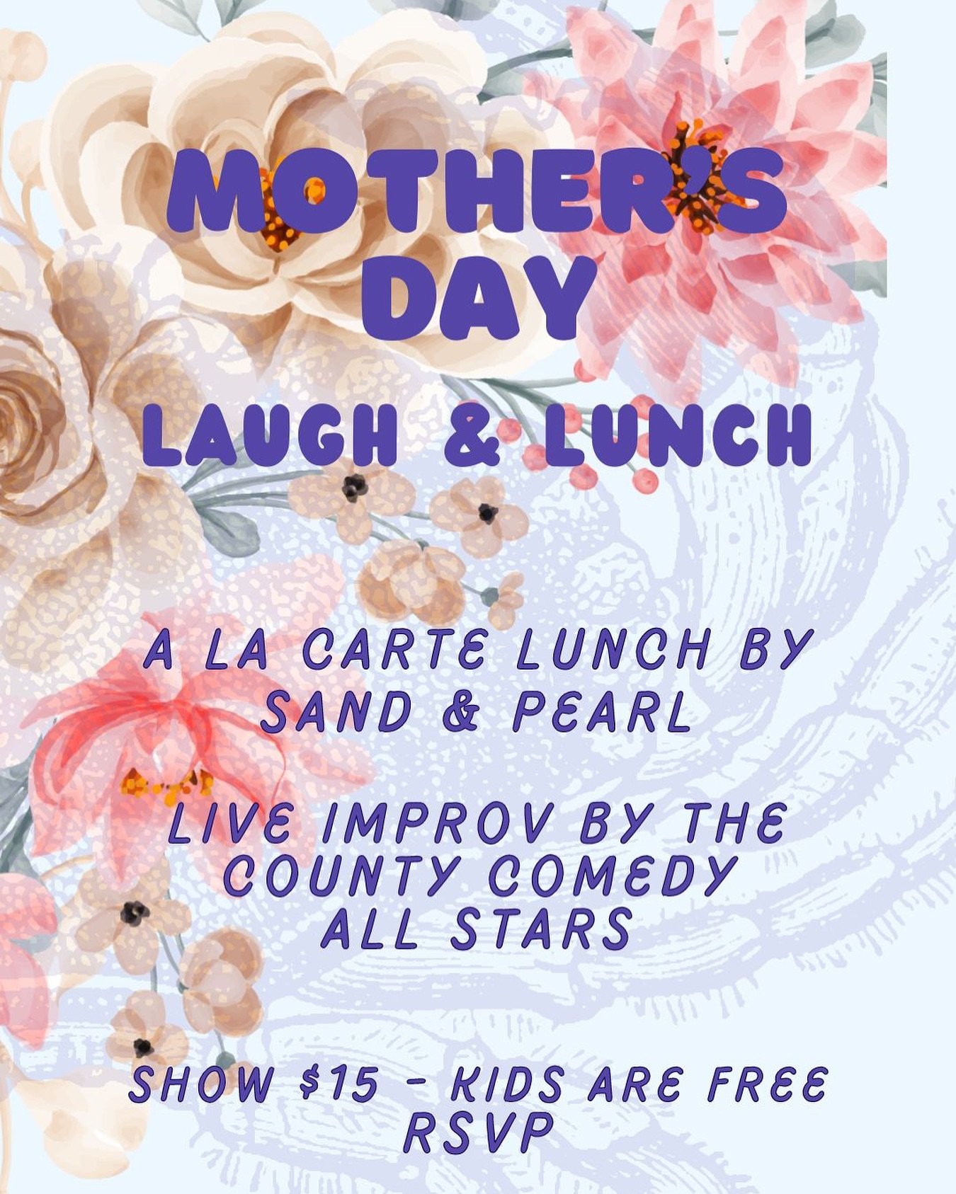 Come laugh with your mom on Mother&rsquo;s Day! 

We are super excited for our friends, The County Comedy All Stars to entertain us at lunch with a 45 minute Improv Show! 

Reservations are available through the link in our bio and on our website. 

