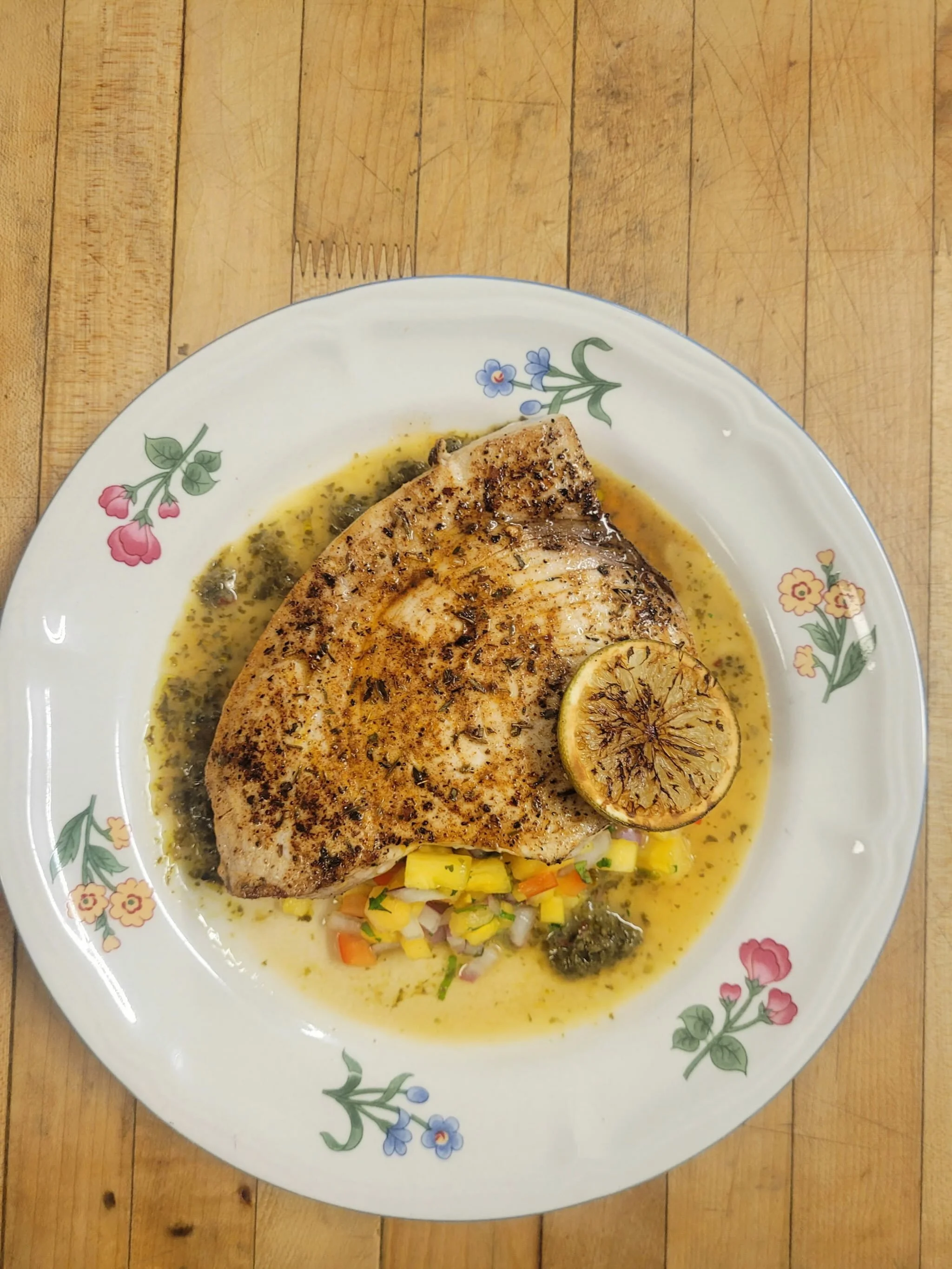 Caribbean Rubbed Swordfish Steak with Pineapple Salsa,
